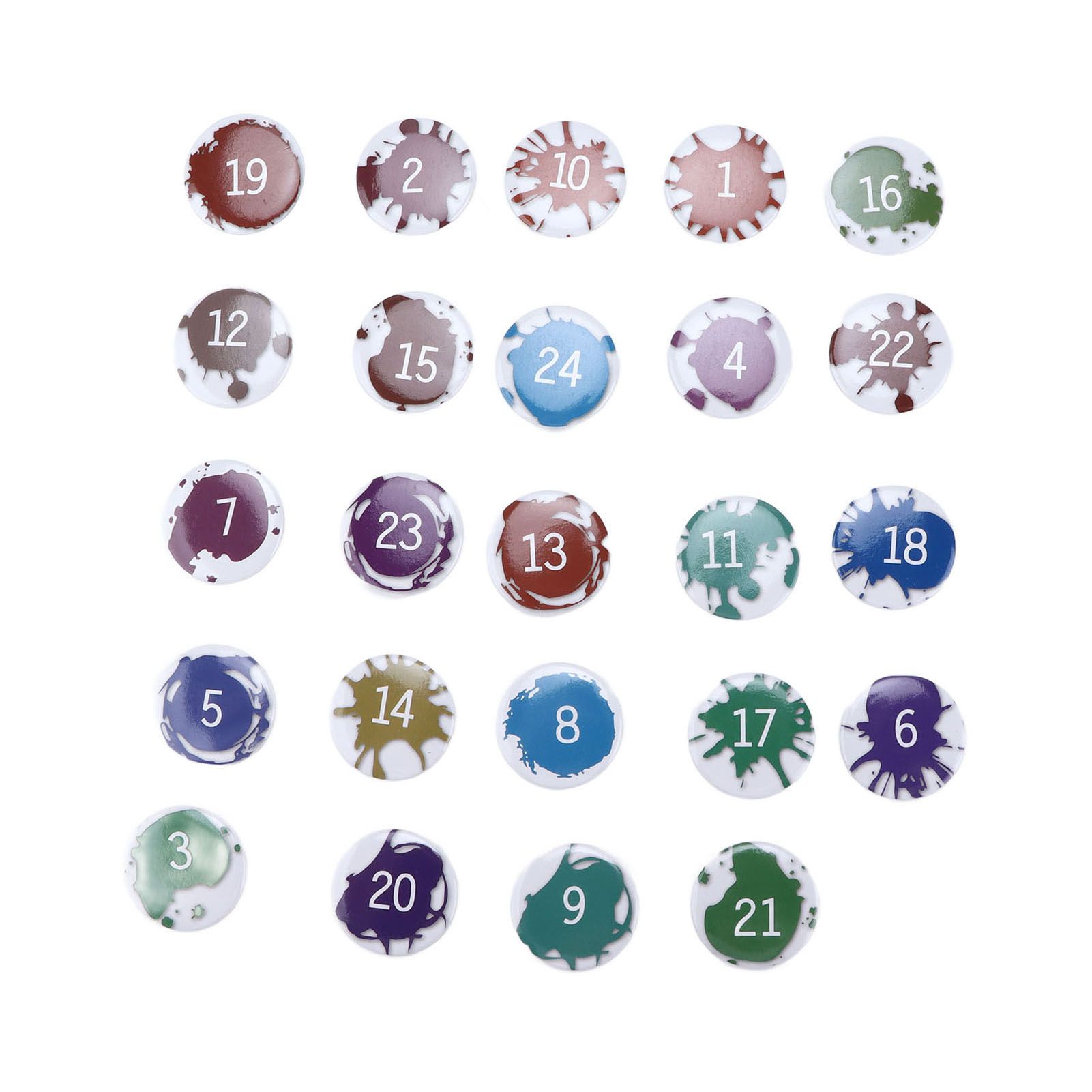 Lucky Number Button Pin Unique Pattern Button Pin Cartoon Advent Calendar Brooch24PCS Paint Graffiti - Image 1