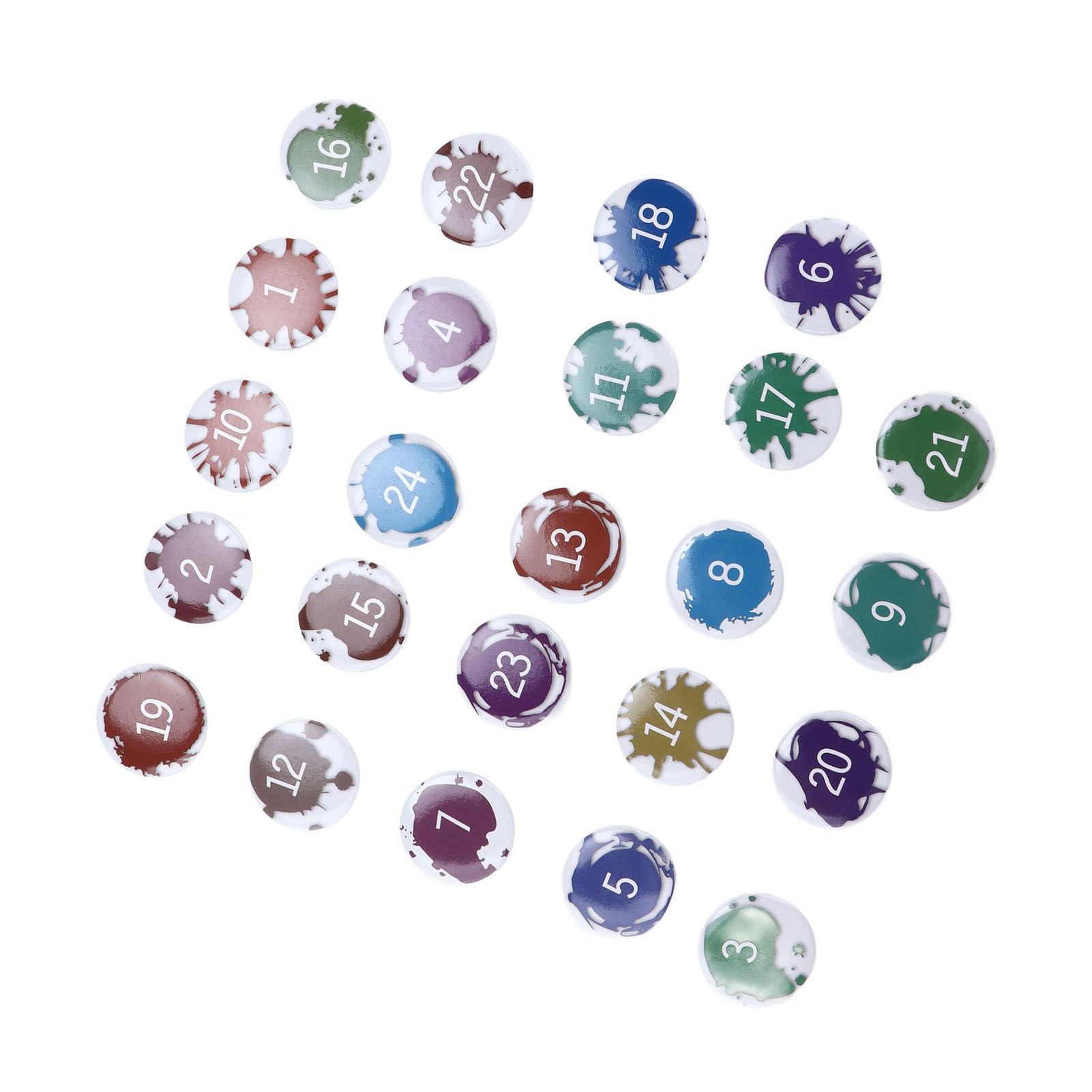 Lucky Number Button Pin Unique Pattern Button Pin Cartoon Advent Calendar Brooch24PCS Paint Graffiti - Image 2
