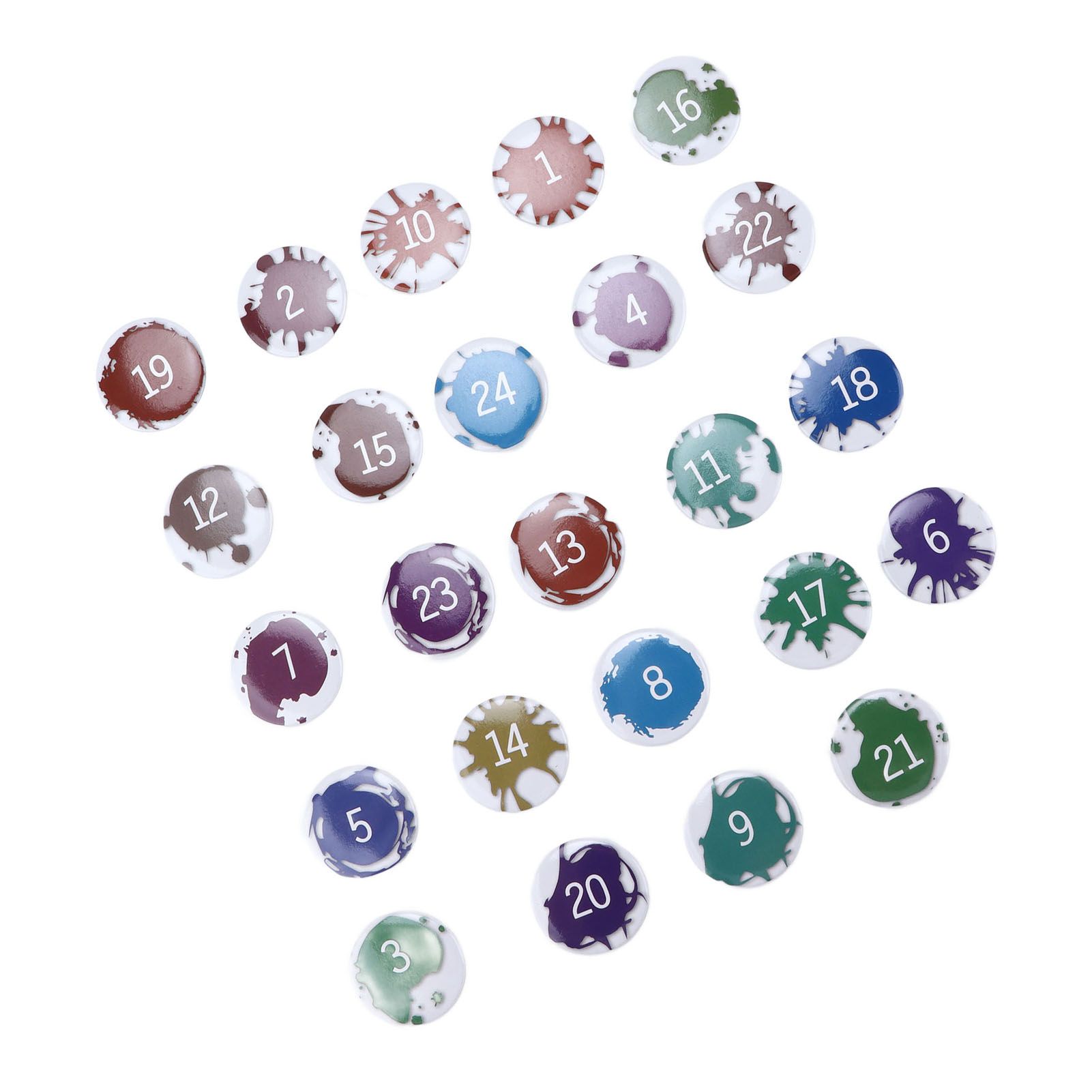 Lucky Number Button Pin Unique Pattern Button Pin Cartoon Advent Calendar Brooch24PCS Paint Graffiti - Image 3