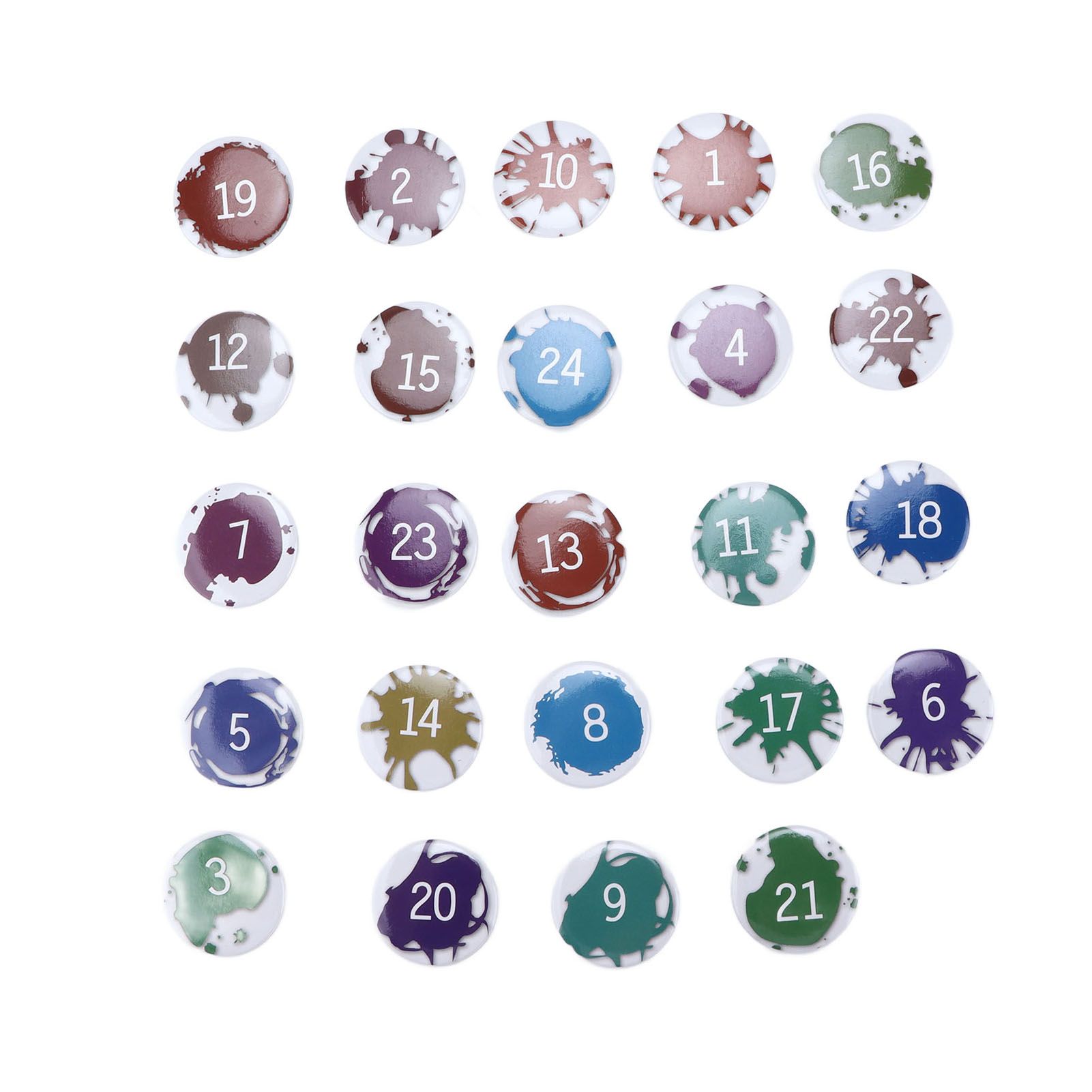Lucky Number Button Pin Unique Pattern Button Pin Cartoon Advent Calendar Brooch24PCS Paint Graffiti - Image 4