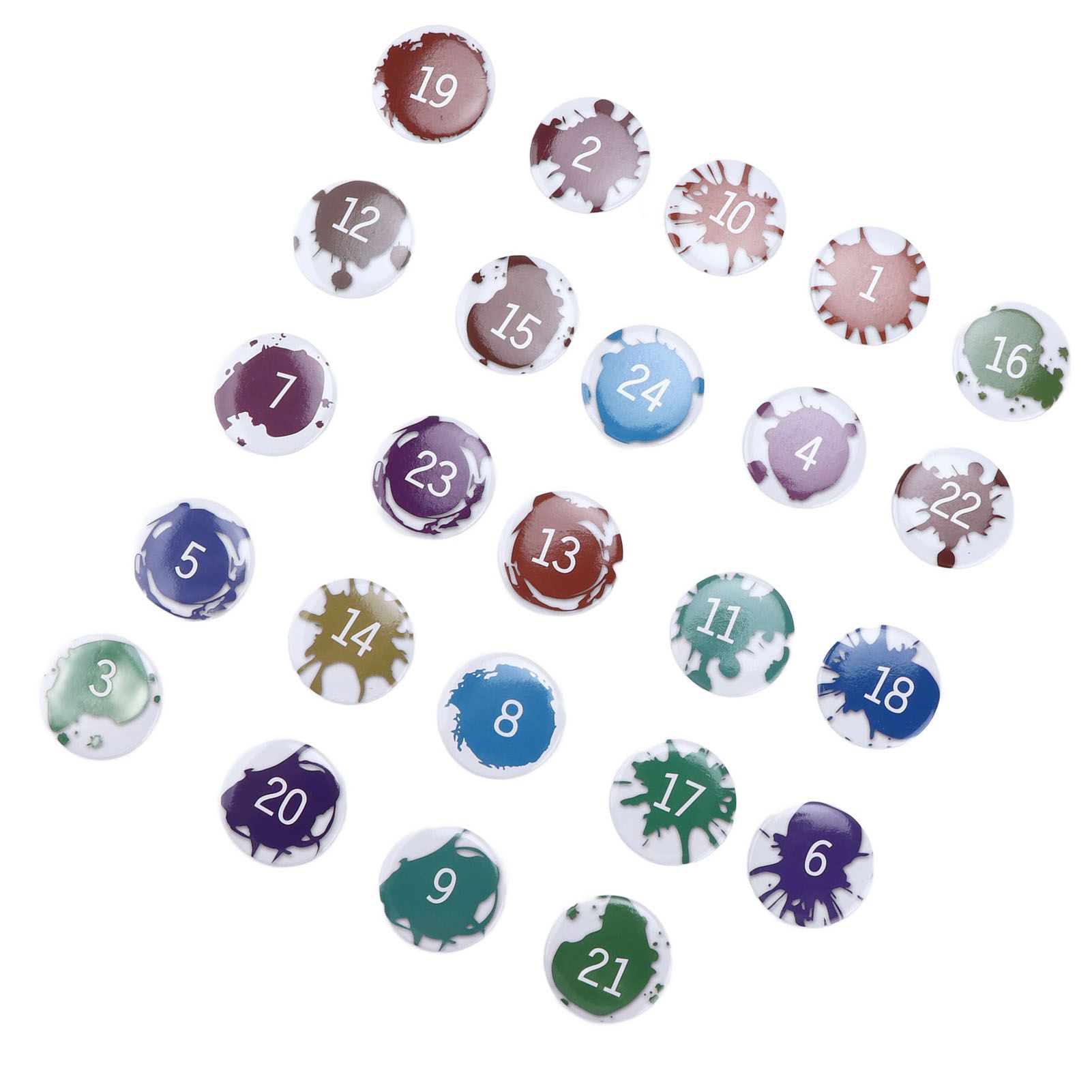 Lucky Number Button Pin Unique Pattern Button Pin Cartoon Advent Calendar Brooch24PCS Paint Graffiti - Image 5