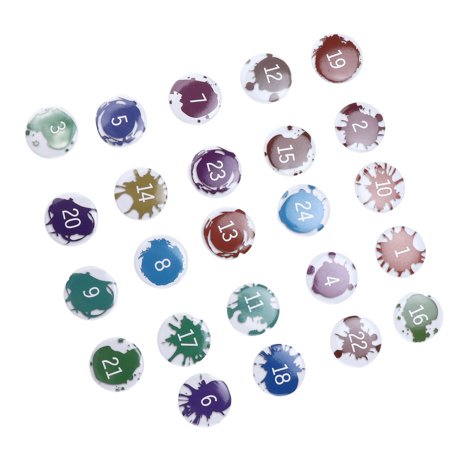 Lucky Number Button Pin Unique Pattern Button Pin Cartoon Advent Calendar Brooch24PCS Paint Graffiti - Image 6