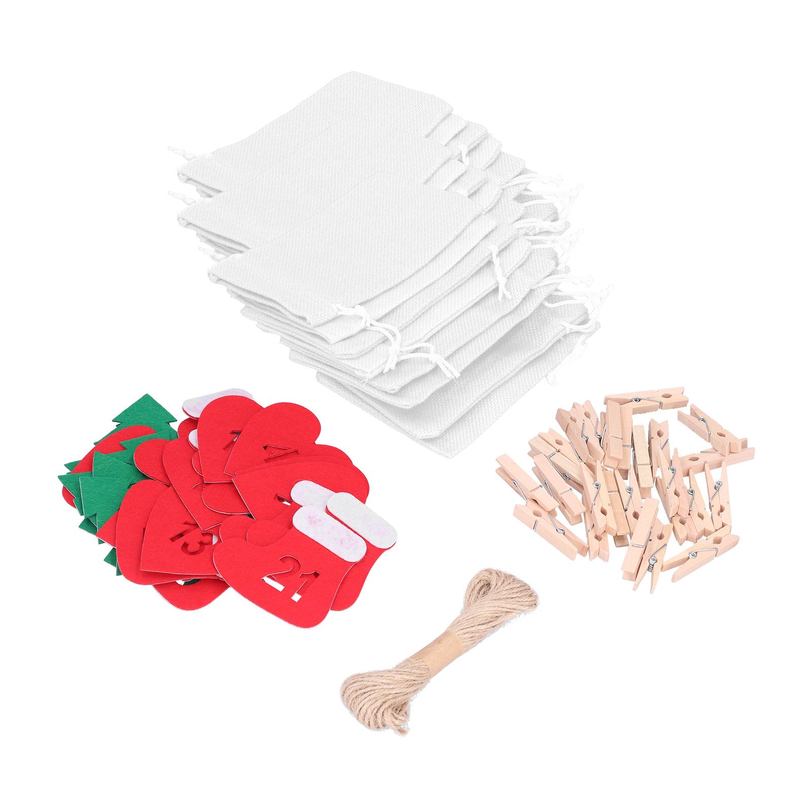 24PCS Christmas Bag Lucky Number Drawstring Christmas Sack Advent Calendar Christmas PouchWhite - Image 4