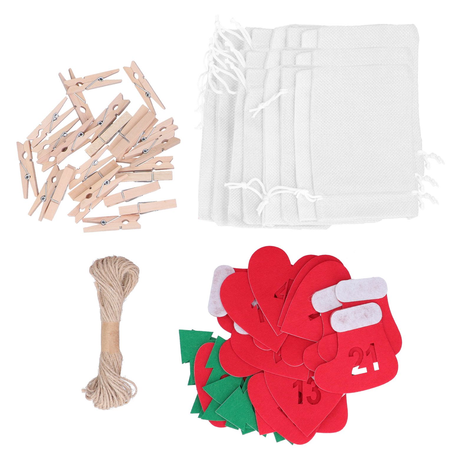 24PCS Christmas Bag Lucky Number Drawstring Christmas Sack Advent Calendar Christmas PouchWhite - Image 5