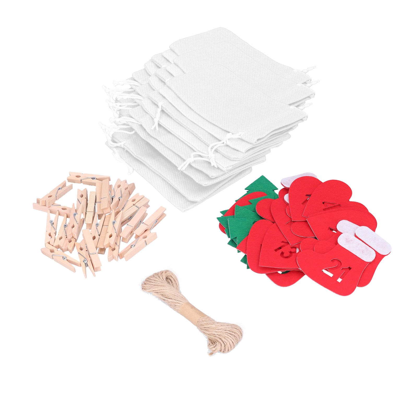 24PCS Christmas Bag Lucky Number Drawstring Christmas Sack Advent Calendar Christmas PouchWhite - Image 7