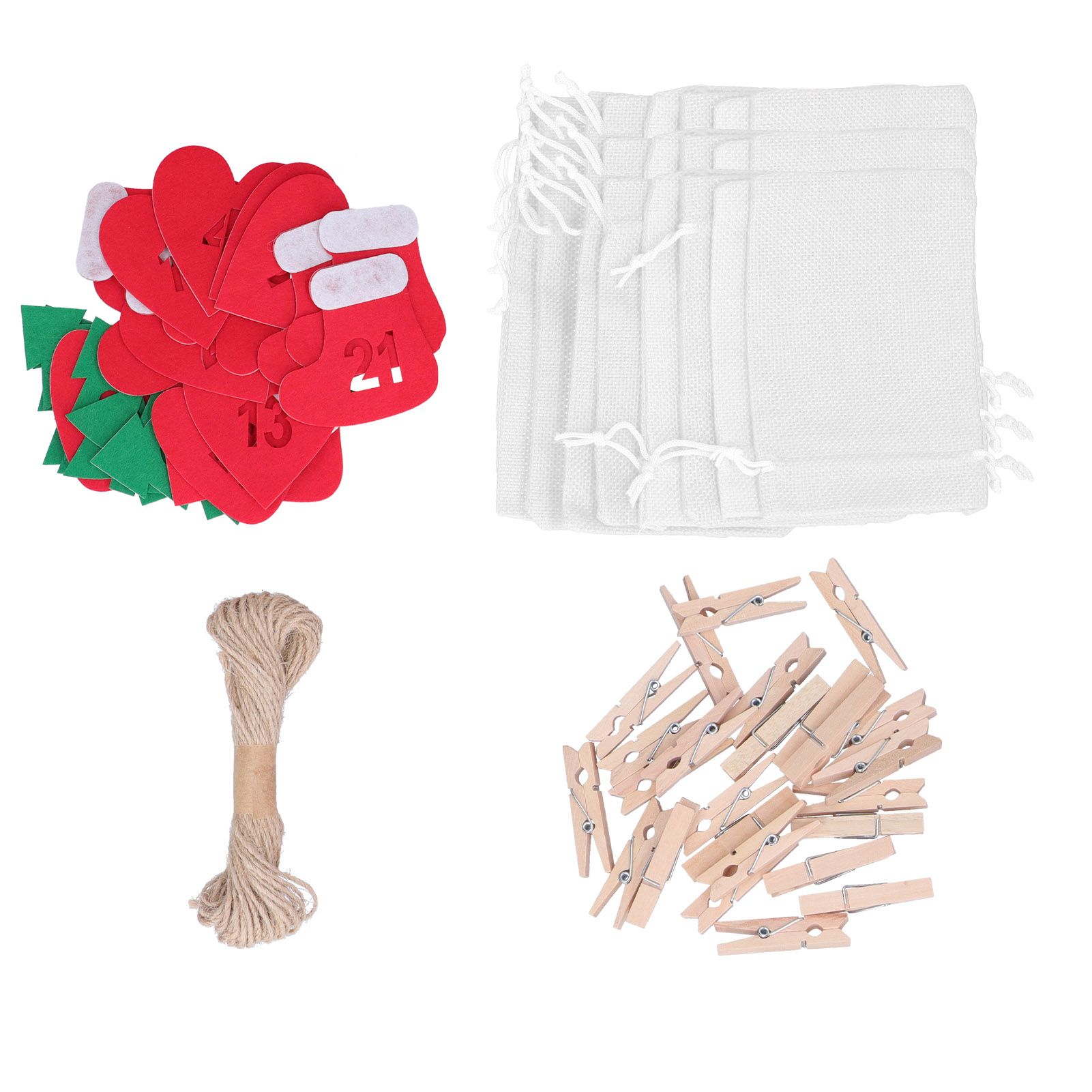 24PCS Christmas Bag Lucky Number Drawstring Christmas Sack Advent Calendar Christmas PouchWhite - Image 8
