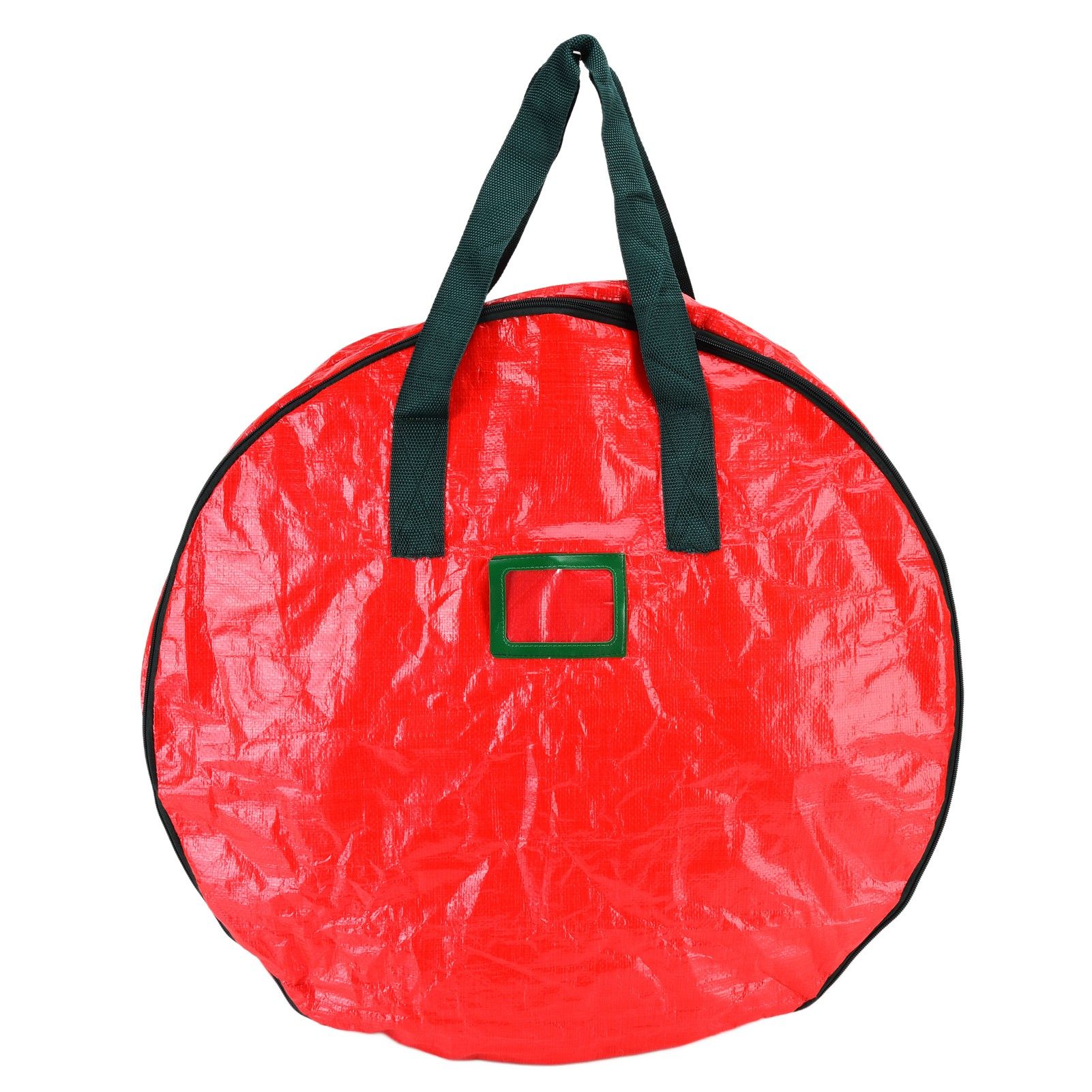 Christmas Wreath Storage Bag PE Woven Fabric Dustproof Round Red Storage Bag for Home Party Office - Image 5