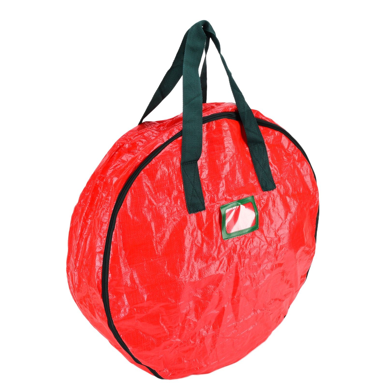 Christmas Wreath Storage Bag PE Woven Fabric Dustproof Round Red Storage Bag for Home Party Office - Image 7