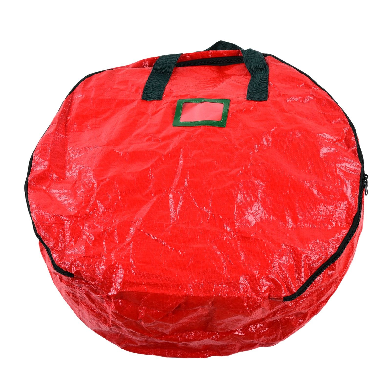 Christmas Wreath Storage Bag PE Woven Fabric Dustproof Round Red Storage Bag for Home Party Office - Image 8