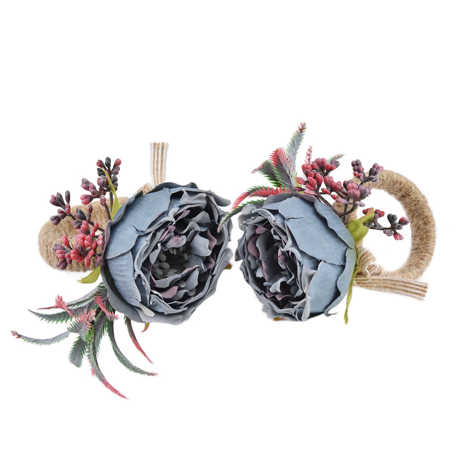 2Pcs Innovative Napkin Buckle Simulation Flower Napkin Ring Holder for Hotel RestaurantBlue - Image 1