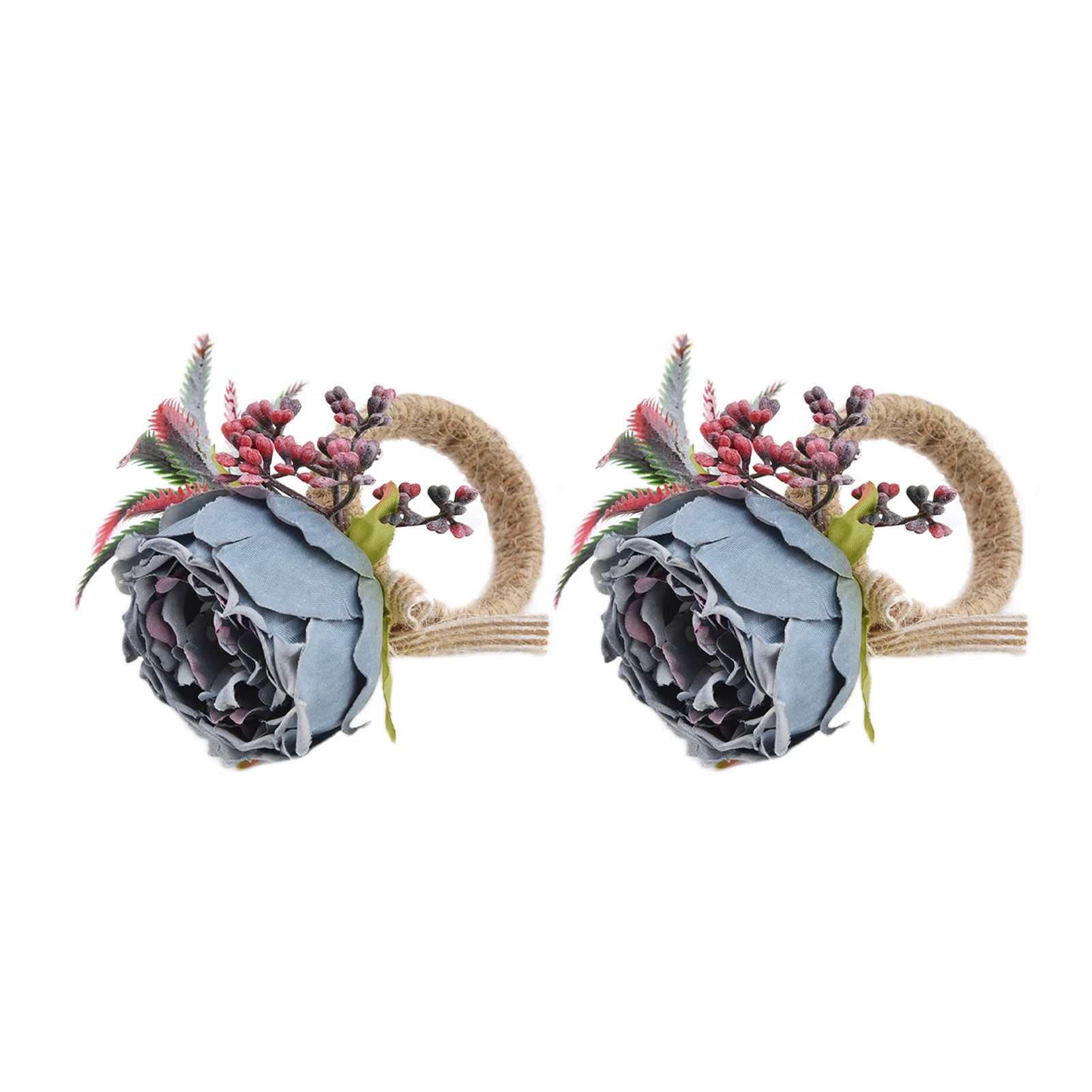 2Pcs Innovative Napkin Buckle Simulation Flower Napkin Ring Holder for Hotel RestaurantBlue - Image 3