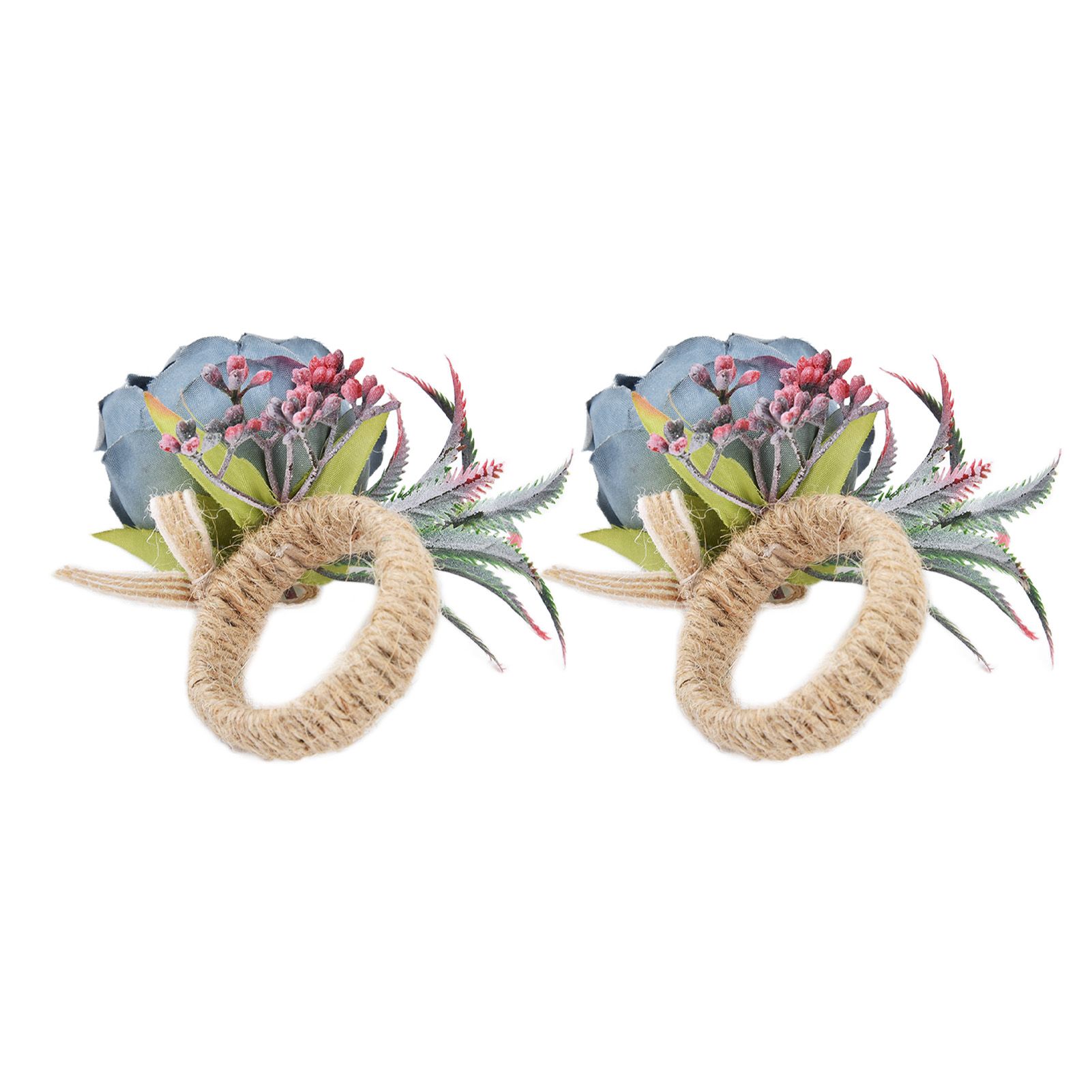 2Pcs Innovative Napkin Buckle Simulation Flower Napkin Ring Holder for Hotel RestaurantBlue - Image 6