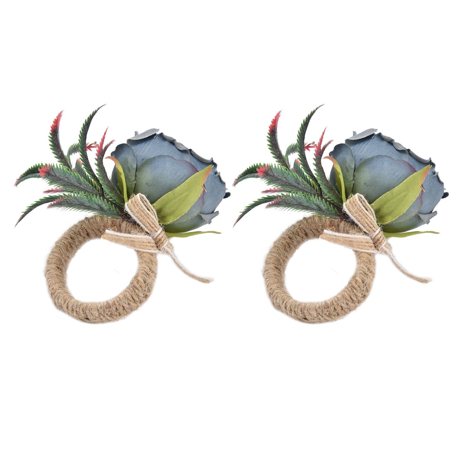 2Pcs Innovative Napkin Buckle Simulation Flower Napkin Ring Holder for Hotel RestaurantBlue - Image 7