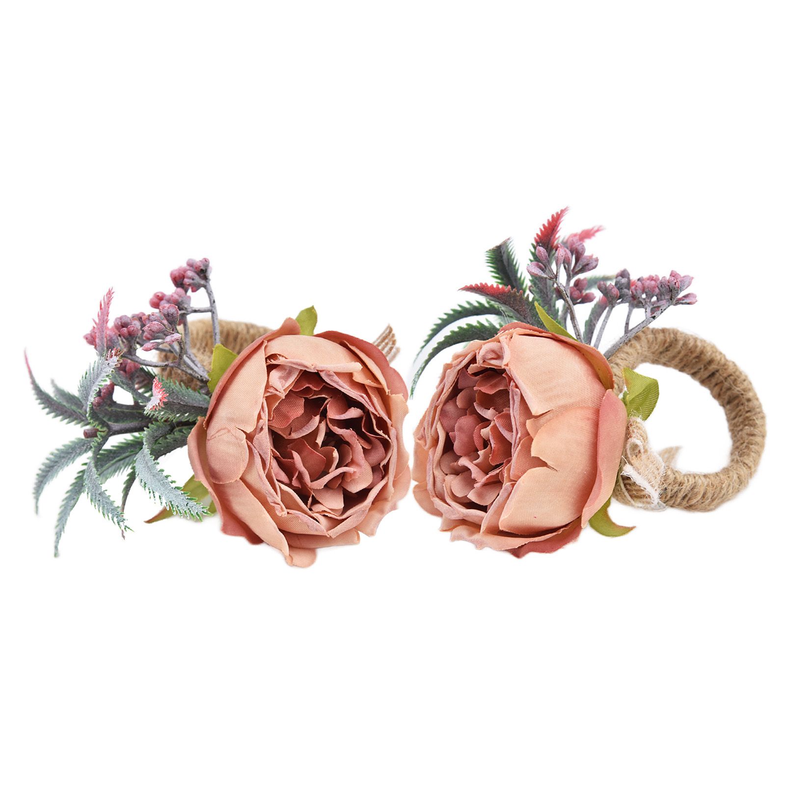 2Pcs Innovative Napkin Buckle Simulation Flower Napkin Ring Holder for Hotel RestaurantPink - Image 1