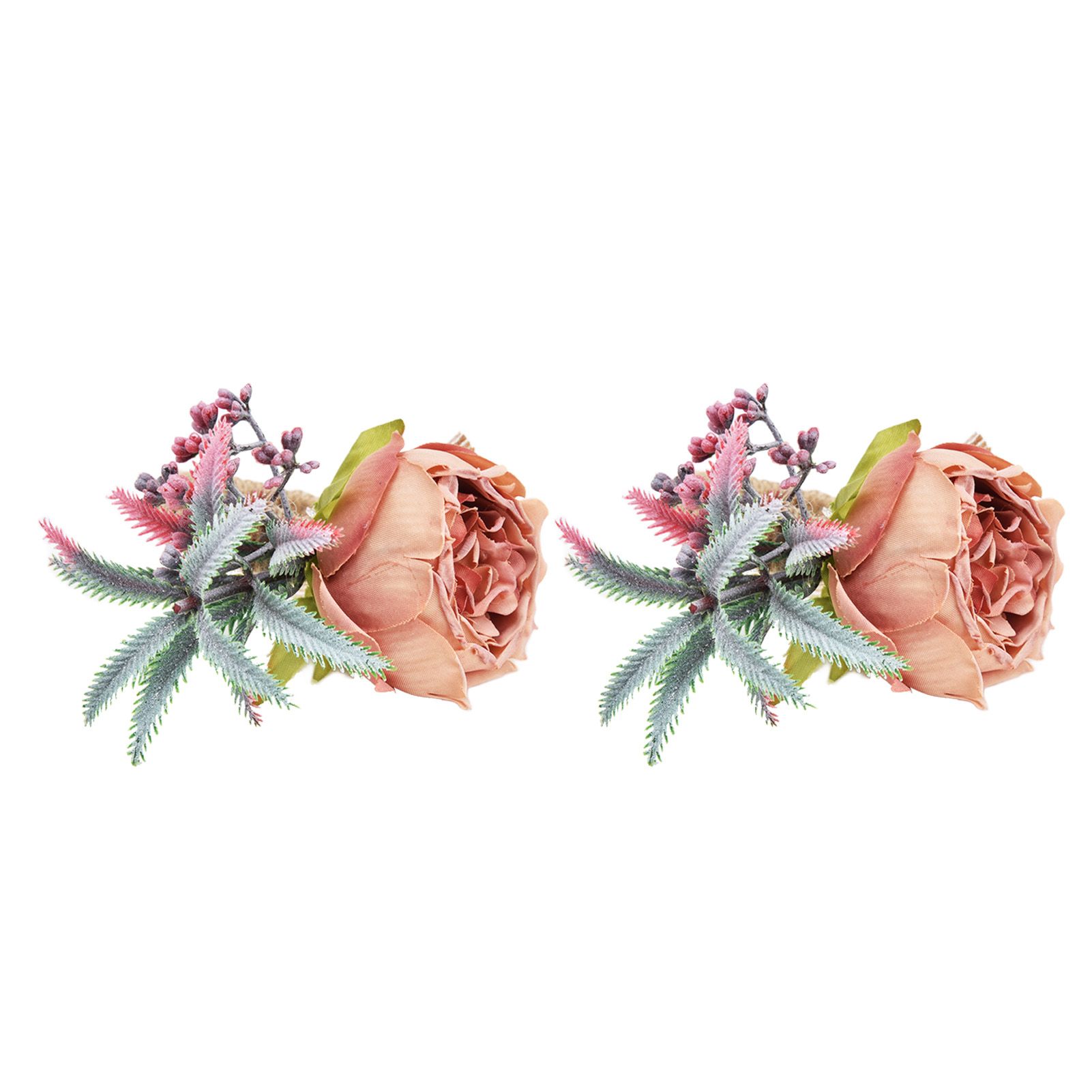 2Pcs Innovative Napkin Buckle Simulation Flower Napkin Ring Holder for Hotel RestaurantPink - Image 2