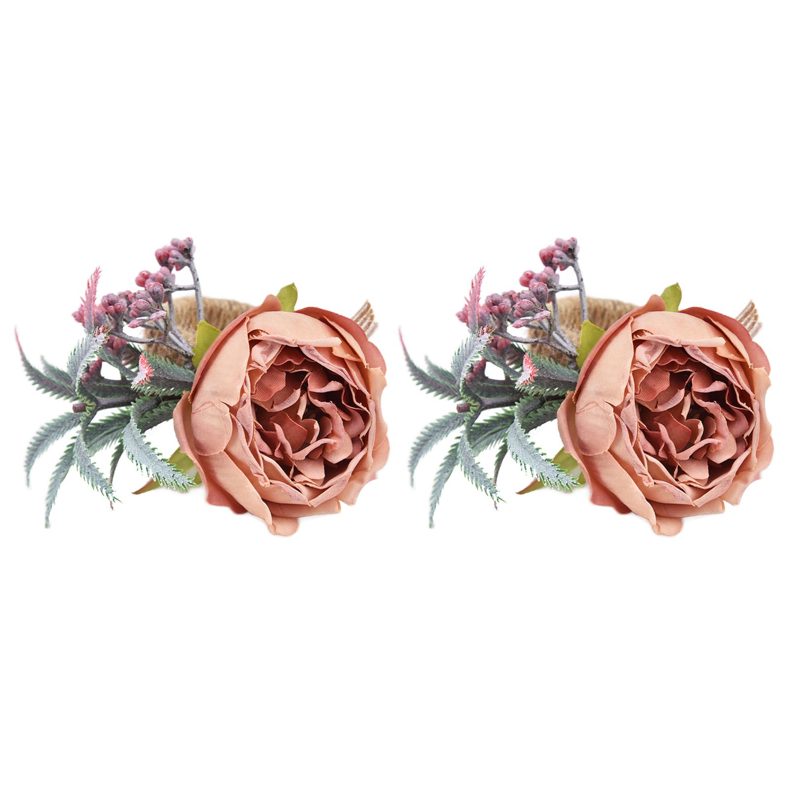 2Pcs Innovative Napkin Buckle Simulation Flower Napkin Ring Holder for Hotel RestaurantPink - Image 4