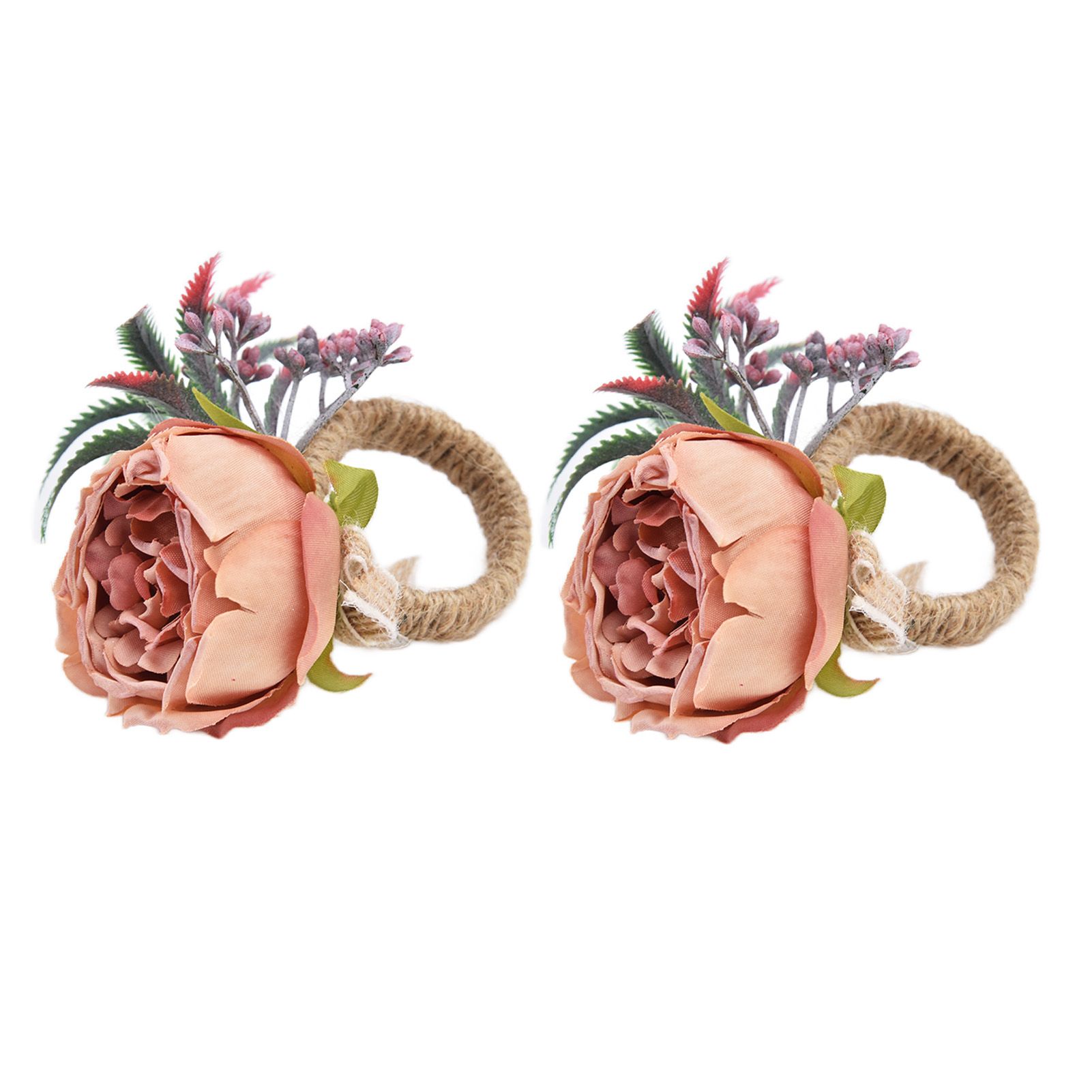 2Pcs Innovative Napkin Buckle Simulation Flower Napkin Ring Holder for Hotel RestaurantPink - Image 5