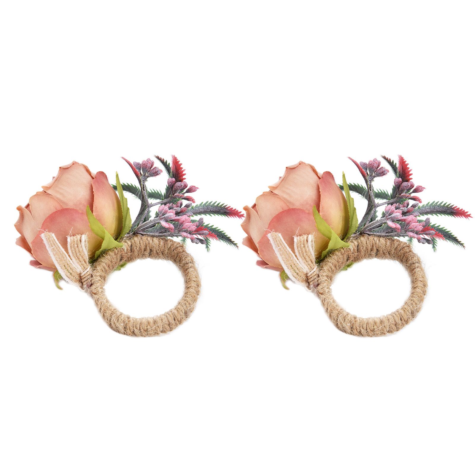 2Pcs Innovative Napkin Buckle Simulation Flower Napkin Ring Holder for Hotel RestaurantPink - Image 6