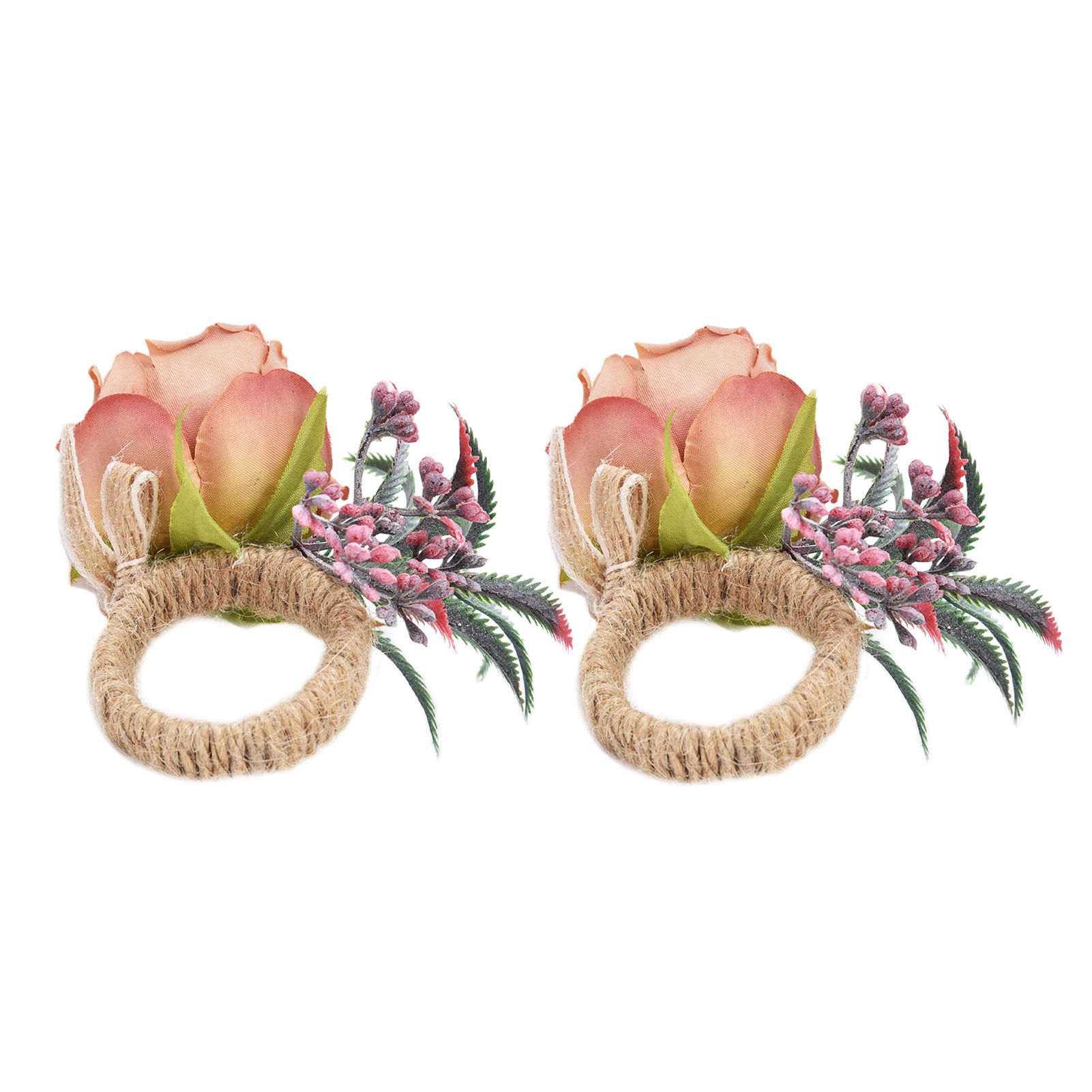 2Pcs Innovative Napkin Buckle Simulation Flower Napkin Ring Holder for Hotel RestaurantPink - Image 7