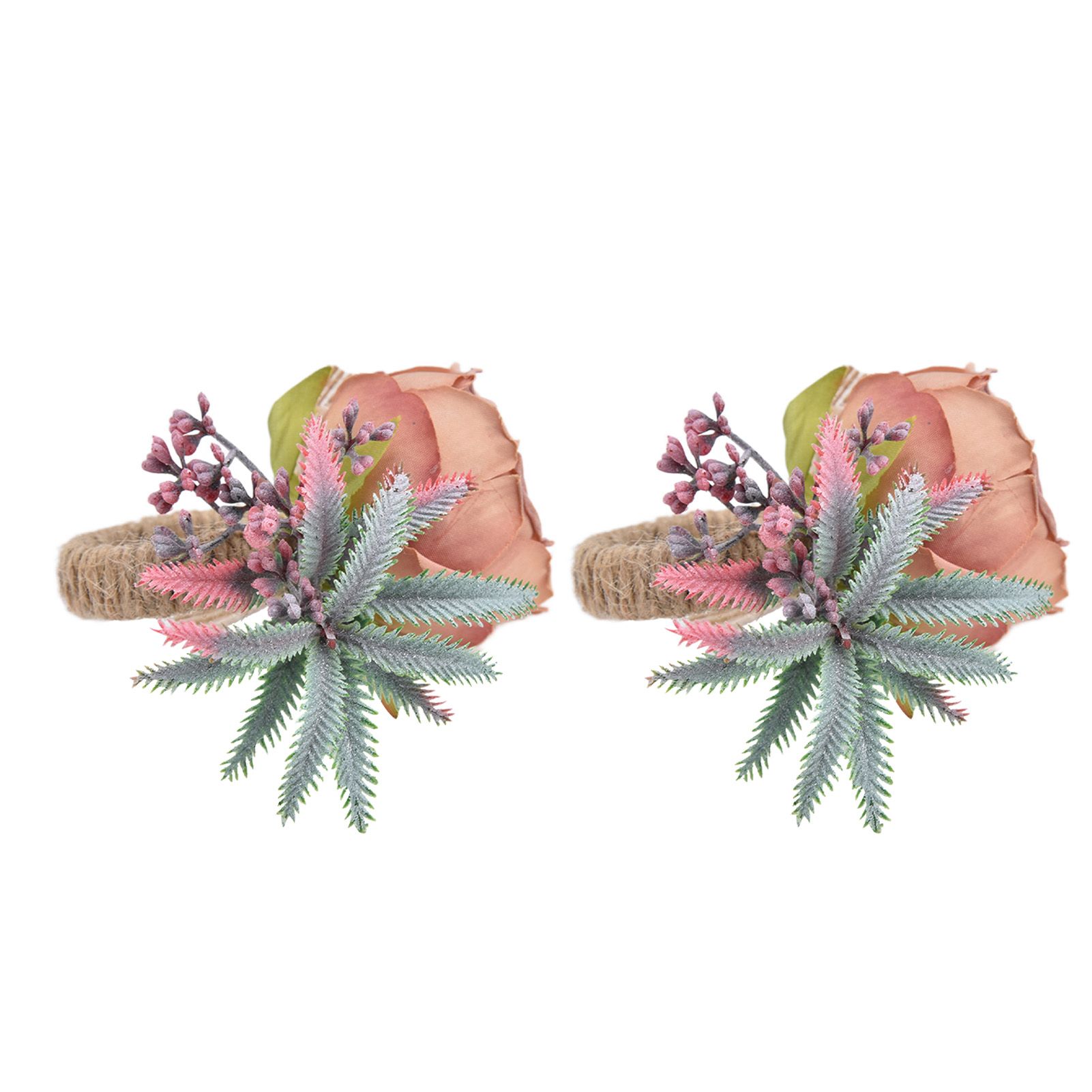 2Pcs Innovative Napkin Buckle Simulation Flower Napkin Ring Holder for Hotel RestaurantPink - Image 8