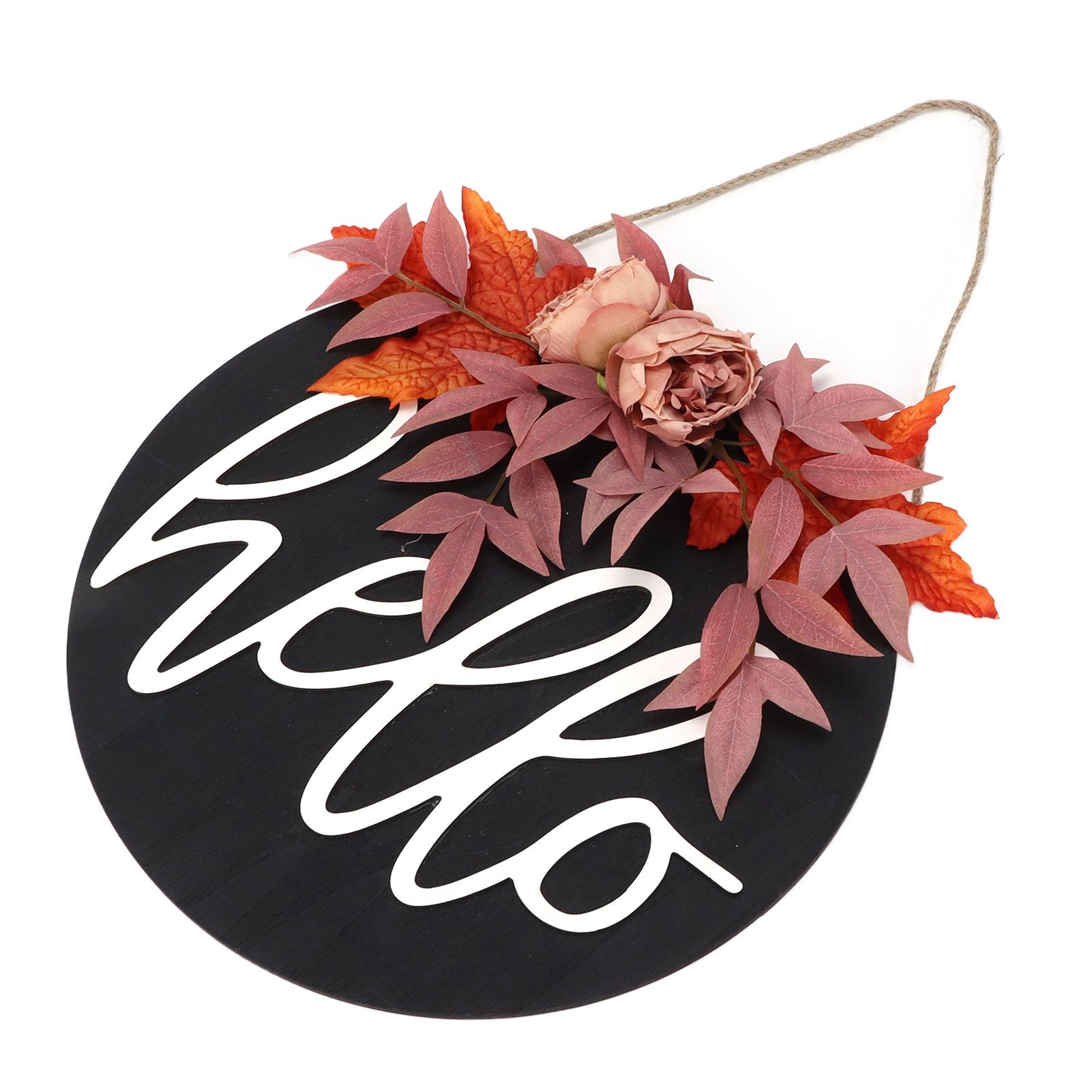 Thanksgiving Wreath Wooden Sign Door Hanging Welcome Sign Wreath Listing Home DecorationMaple Flower - Image 2