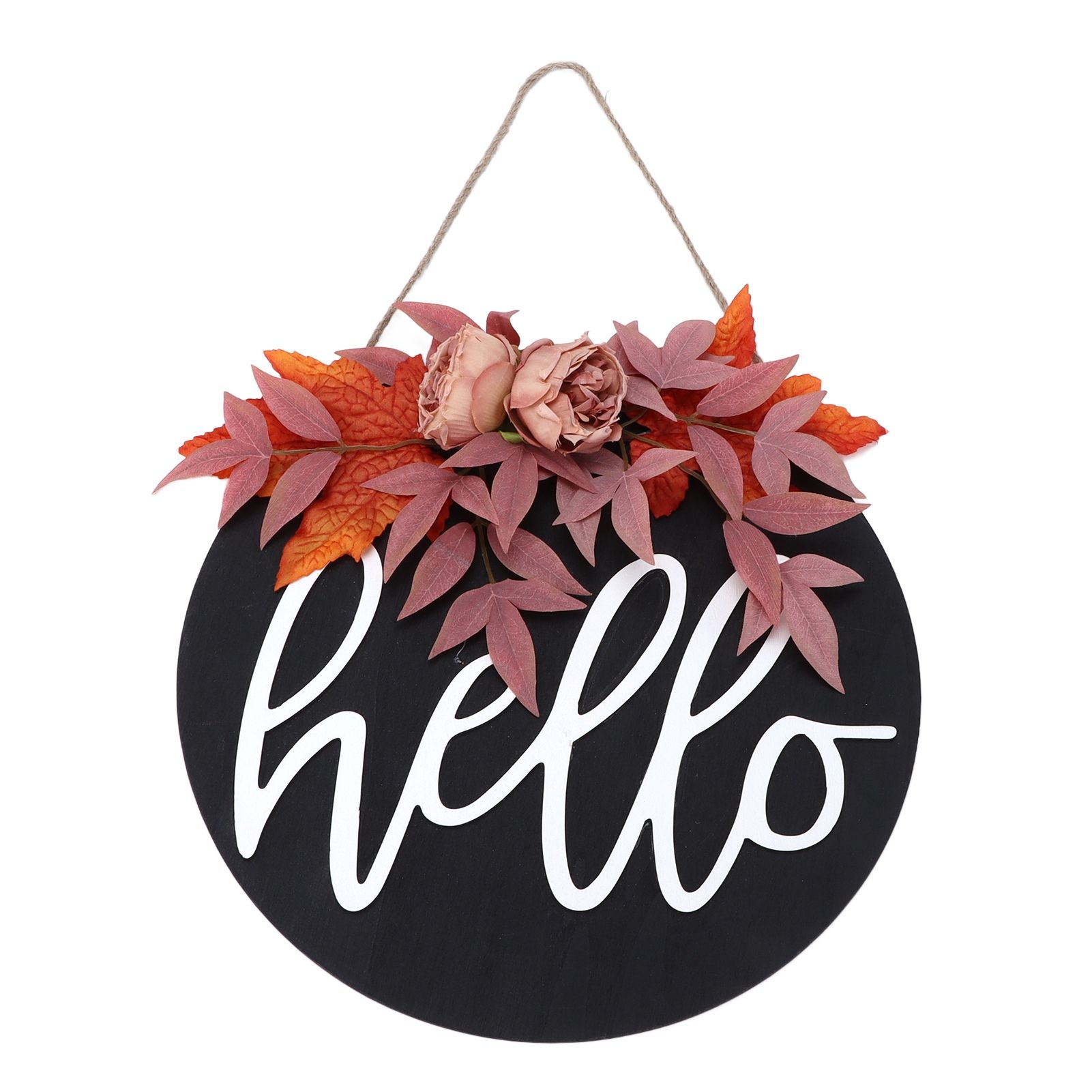 Thanksgiving Wreath Wooden Sign Door Hanging Welcome Sign Wreath Listing Home DecorationMaple Flower - Image 3