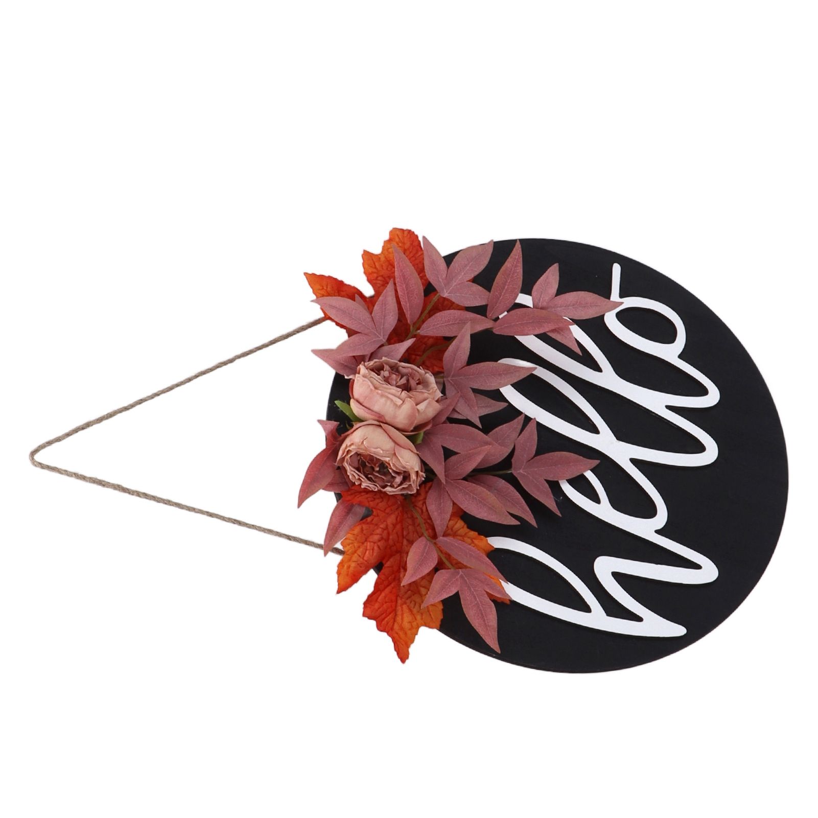 Thanksgiving Wreath Wooden Sign Door Hanging Welcome Sign Wreath Listing Home DecorationMaple Flower - Image 4