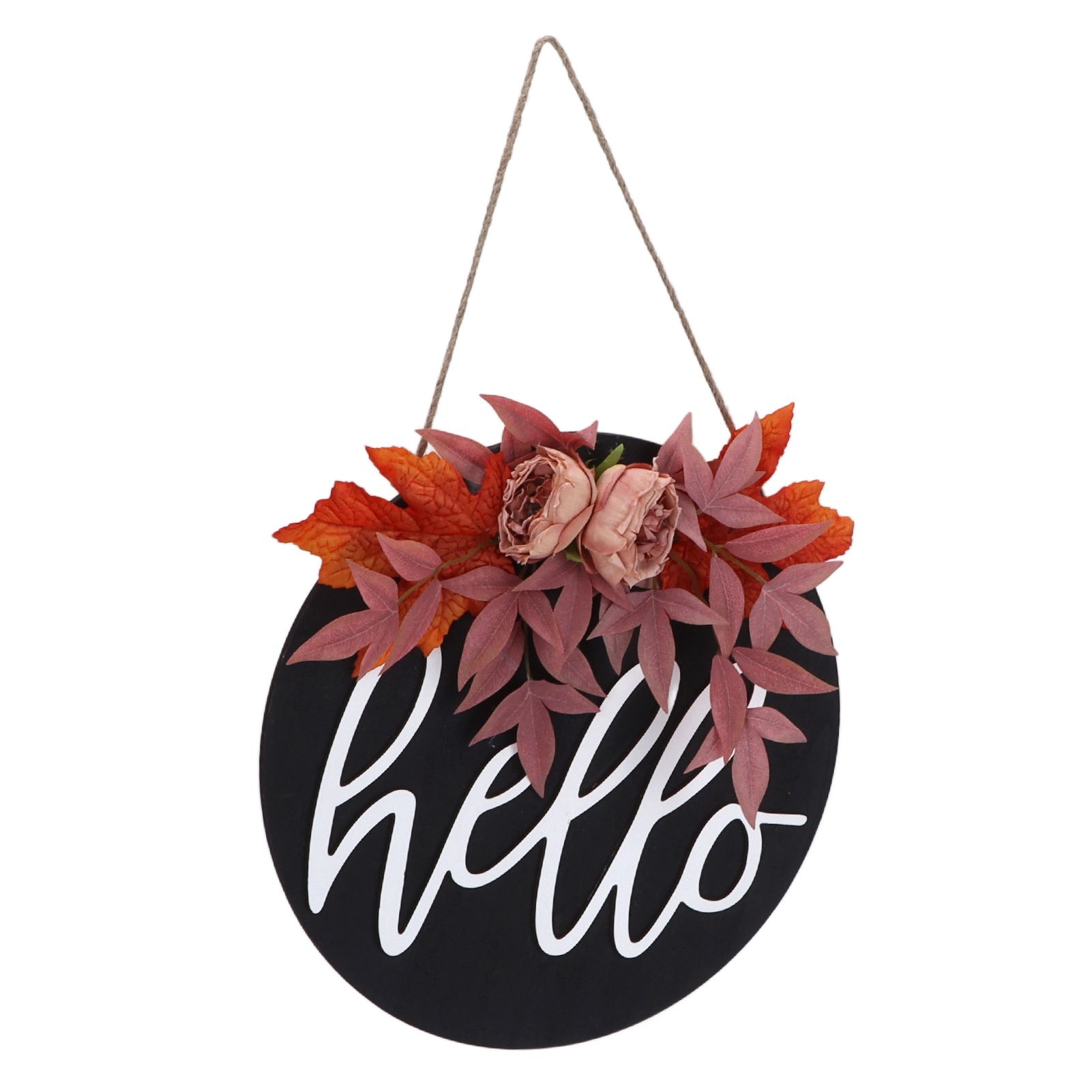 Thanksgiving Wreath Wooden Sign Door Hanging Welcome Sign Wreath Listing Home DecorationMaple Flower - Image 5