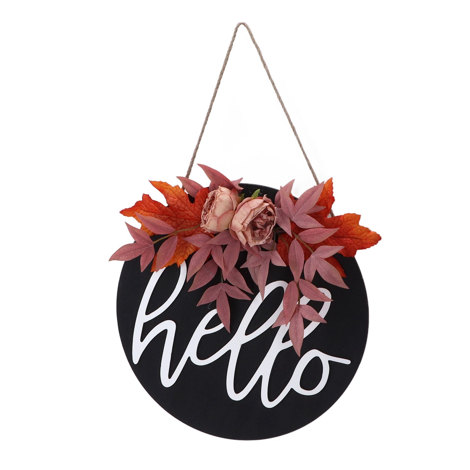 Thanksgiving Wreath Wooden Sign Door Hanging Welcome Sign Wreath Listing Home DecorationMaple Flower - Image 6