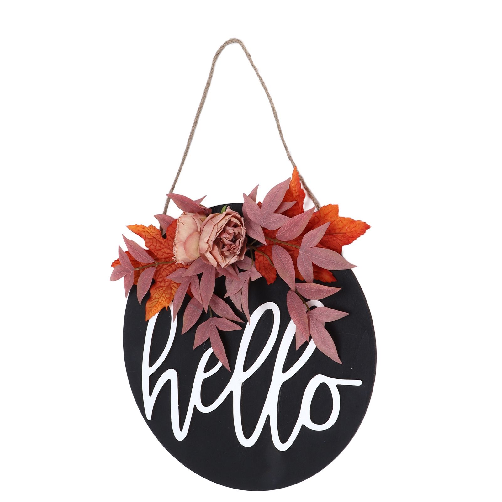 Thanksgiving Wreath Wooden Sign Door Hanging Welcome Sign Wreath Listing Home DecorationMaple Flower - Image 7