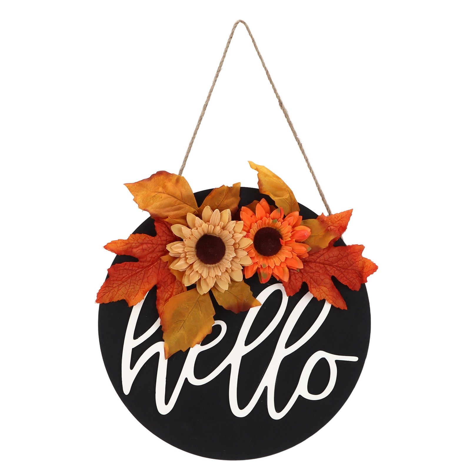 Thanksgiving Wreath Wooden Sign Door Hanging Welcome Sign Wreath Listing Home DecorationMaple Leaf Sunflower - Image 1