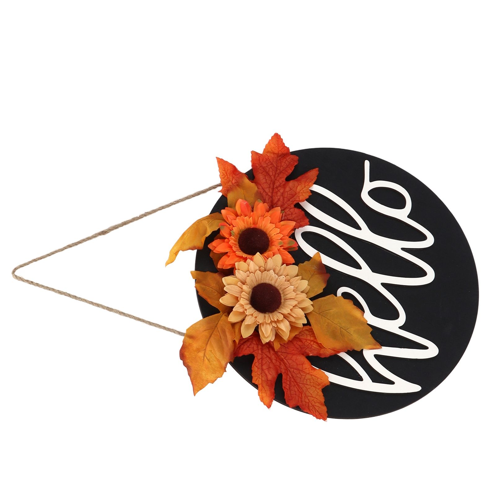 Thanksgiving Wreath Wooden Sign Door Hanging Welcome Sign Wreath Listing Home DecorationMaple Leaf Sunflower - Image 2