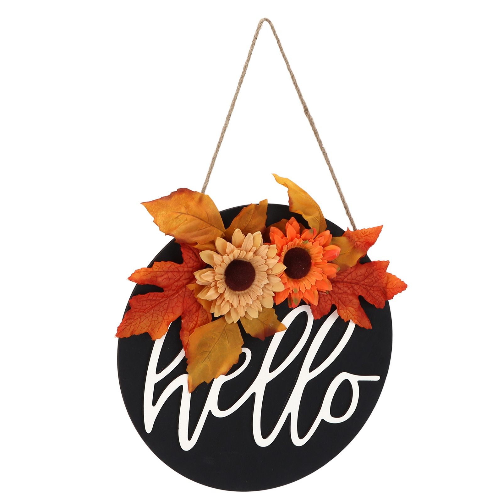 Thanksgiving Wreath Wooden Sign Door Hanging Welcome Sign Wreath Listing Home DecorationMaple Leaf Sunflower - Image 3