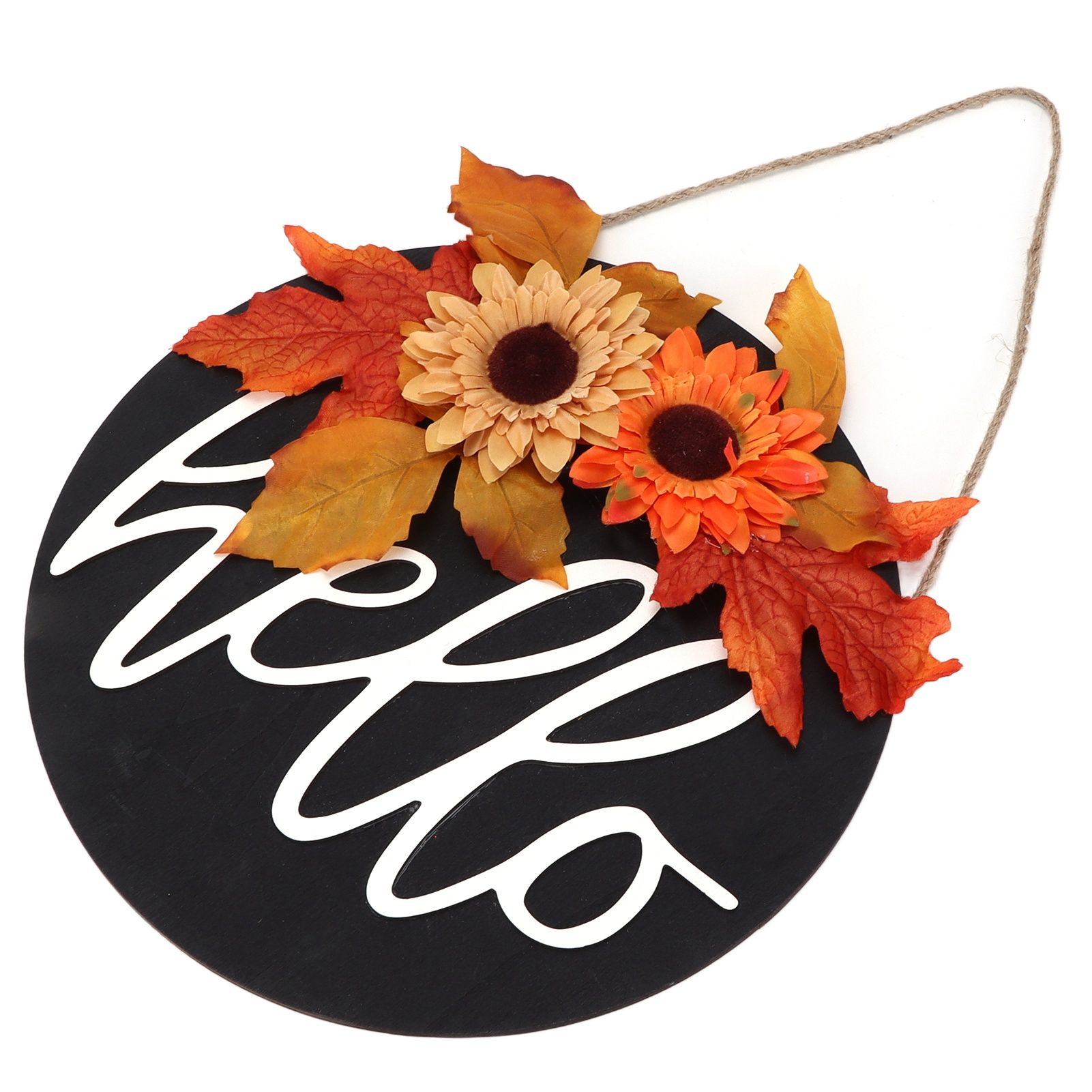 Thanksgiving Wreath Wooden Sign Door Hanging Welcome Sign Wreath Listing Home DecorationMaple Leaf Sunflower - Image 4