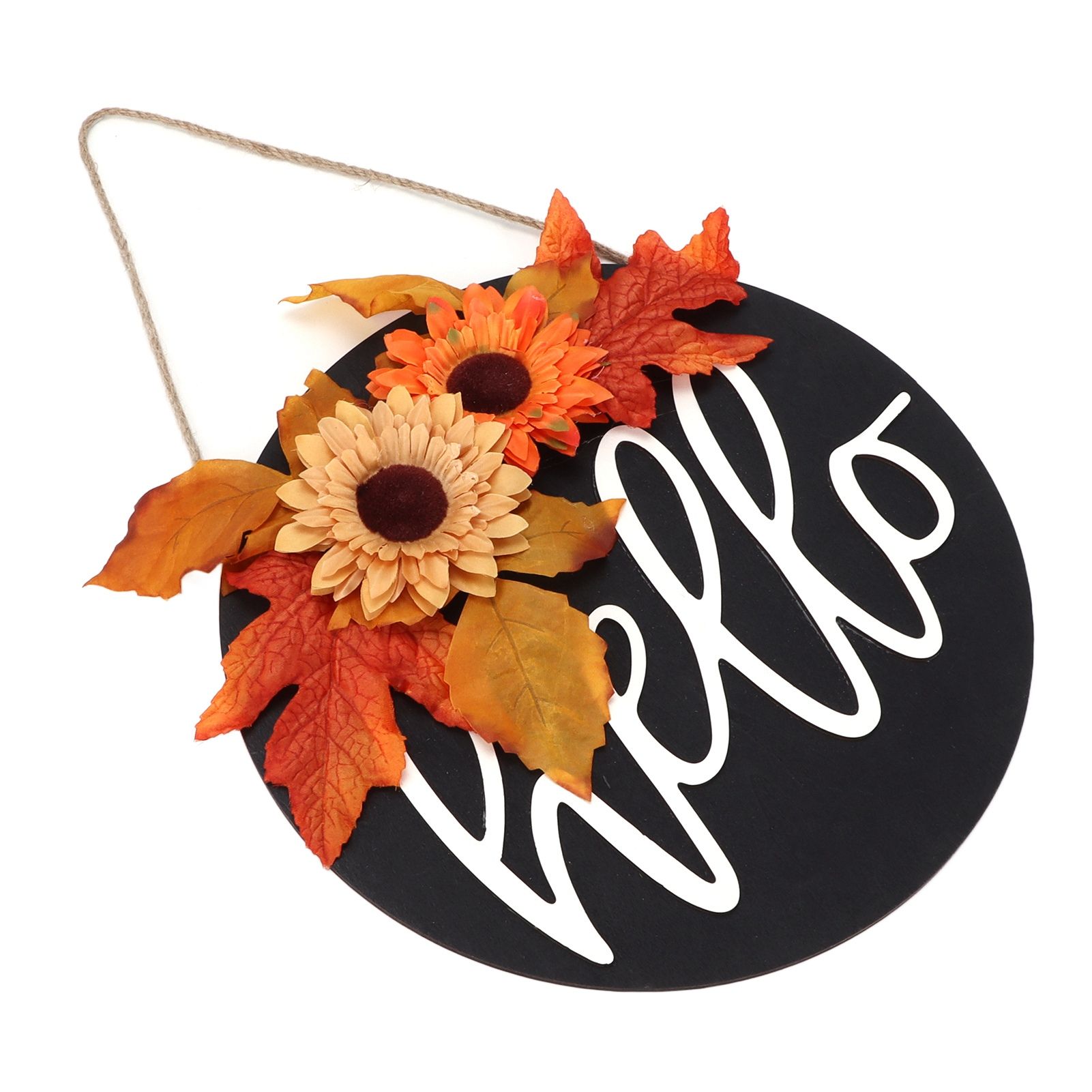 Thanksgiving Wreath Wooden Sign Door Hanging Welcome Sign Wreath Listing Home DecorationMaple Leaf Sunflower - Image 5