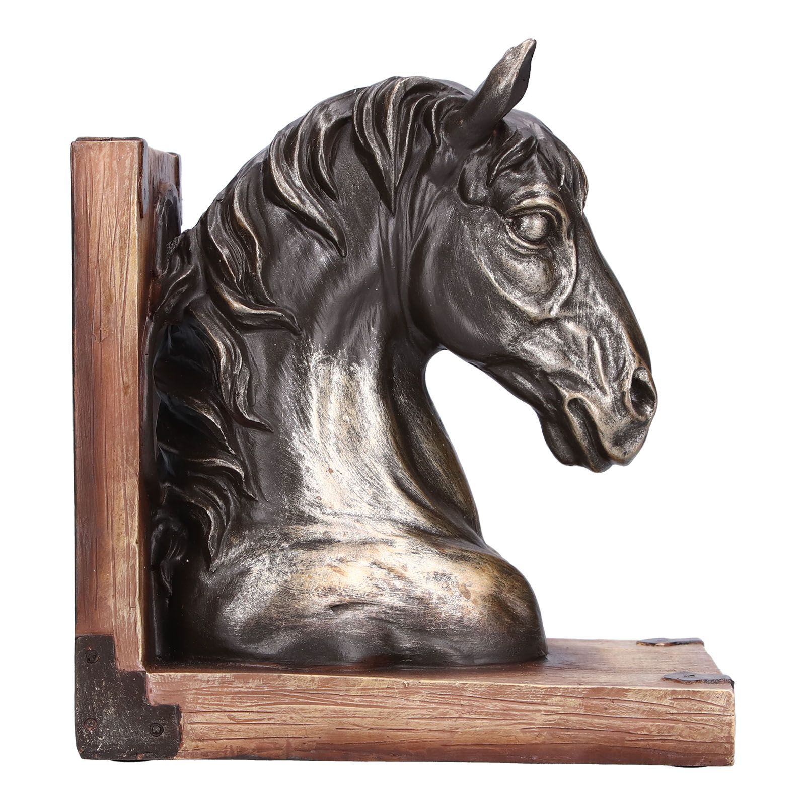 Multifunctional Horse Head Sculpture Resin Horse Bookends for Home Office Living RoomBS20900 Bronze Horse - Image 2