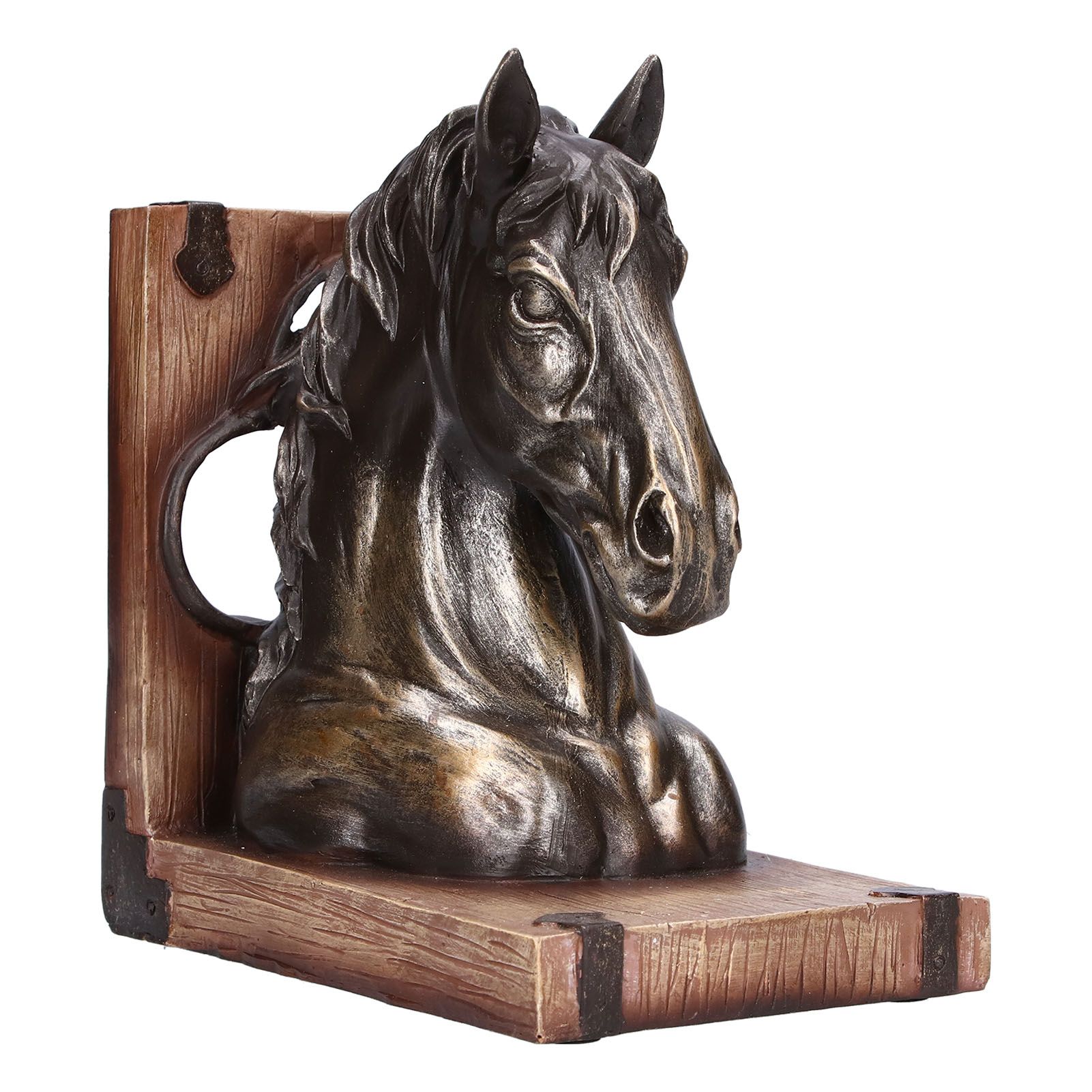 Multifunctional Horse Head Sculpture Resin Horse Bookends for Home Office Living RoomBS20900 Bronze Horse - Image 3