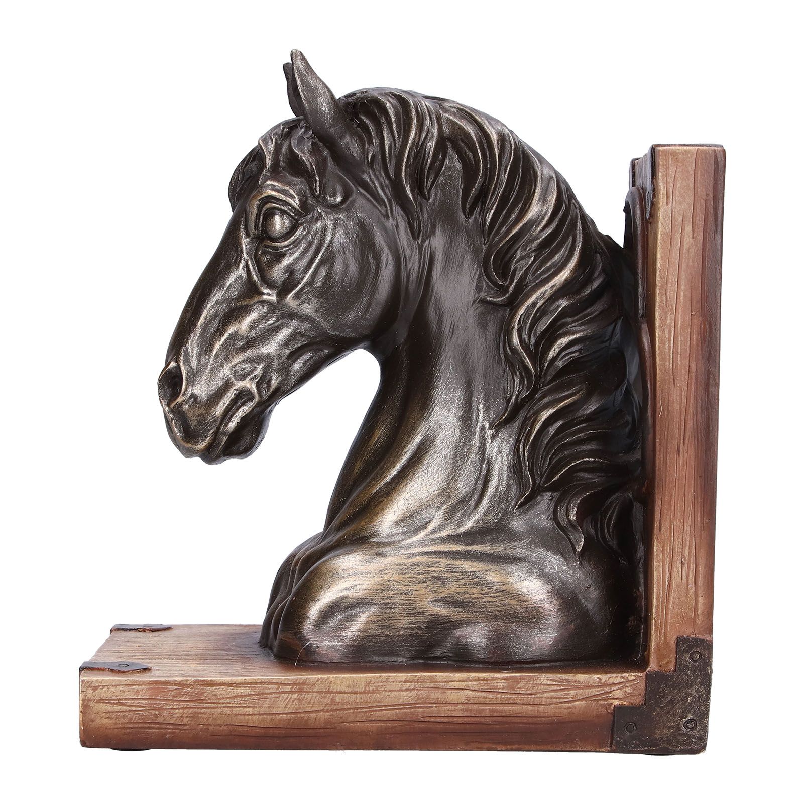 Multifunctional Horse Head Sculpture Resin Horse Bookends for Home Office Living RoomBS20900 Bronze Horse - Image 4