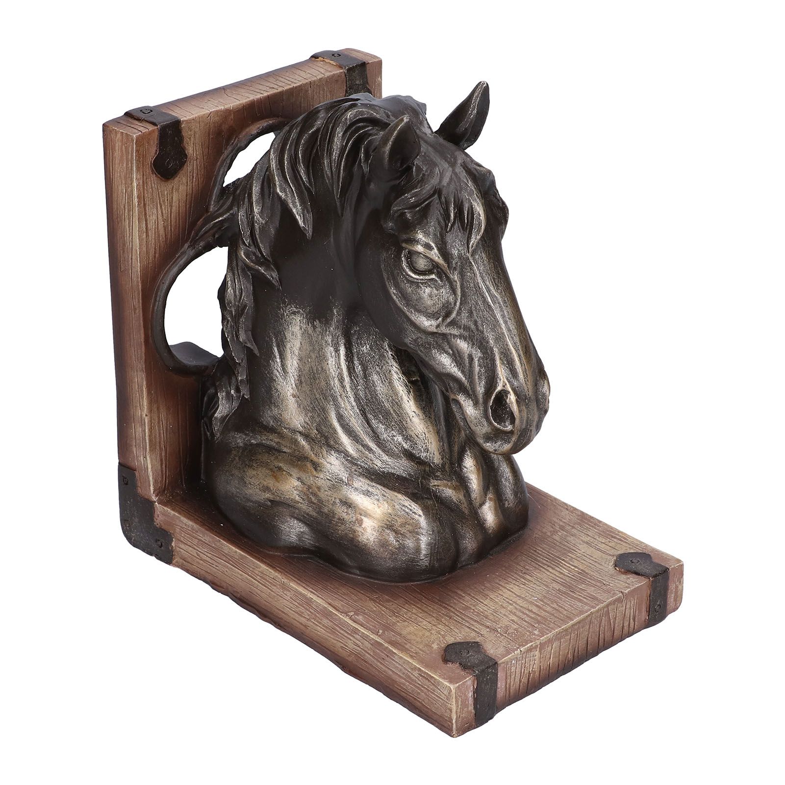 Multifunctional Horse Head Sculpture Resin Horse Bookends for Home Office Living RoomBS20900 Bronze Horse - Image 5