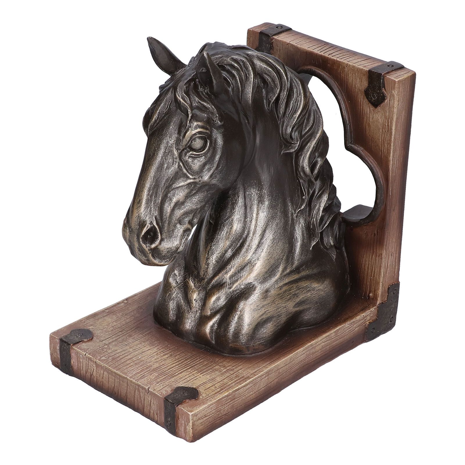 Multifunctional Horse Head Sculpture Resin Horse Bookends for Home Office Living RoomBS20900 Bronze Horse - Image 6