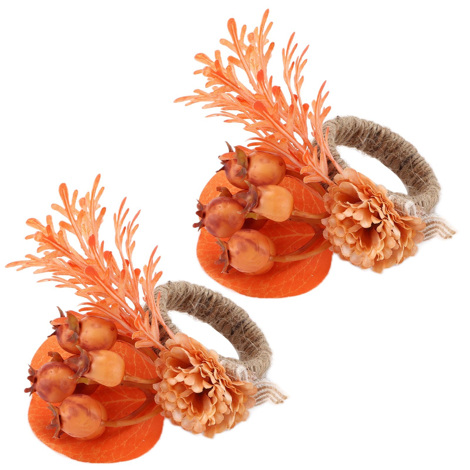 2Pcs Innovative Napkin Ring Decorative Simulation Flower Napkin Holder for Wedding BirthdayLeaves Flowers - Image 3
