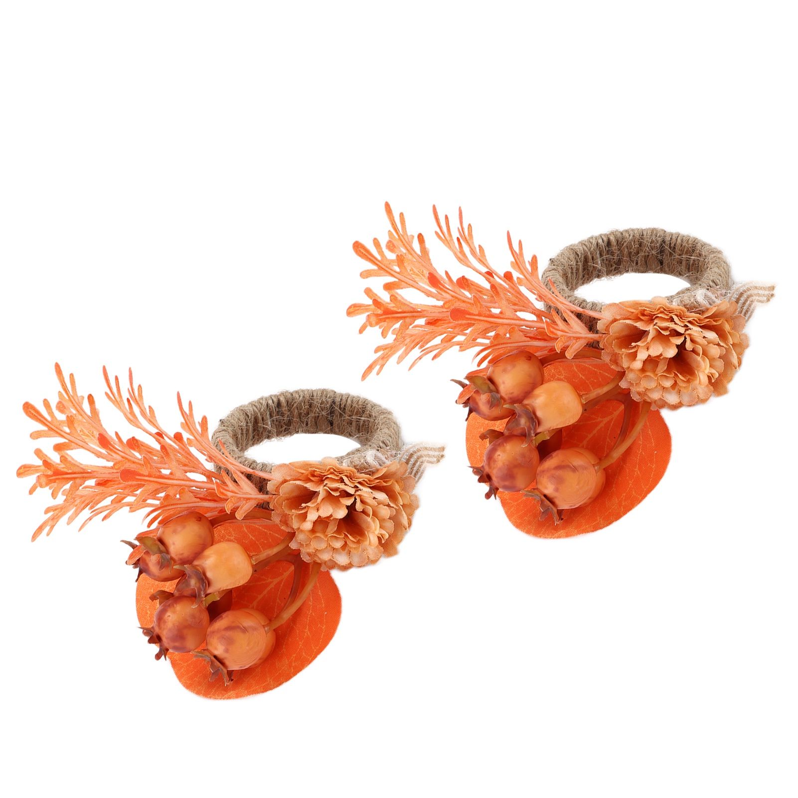 2Pcs Innovative Napkin Ring Decorative Simulation Flower Napkin Holder for Wedding BirthdayLeaves Flowers - Image 4