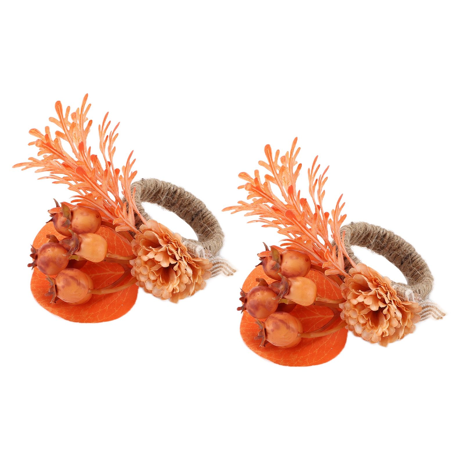 2Pcs Innovative Napkin Ring Decorative Simulation Flower Napkin Holder for Wedding BirthdayLeaves Flowers - Image 5