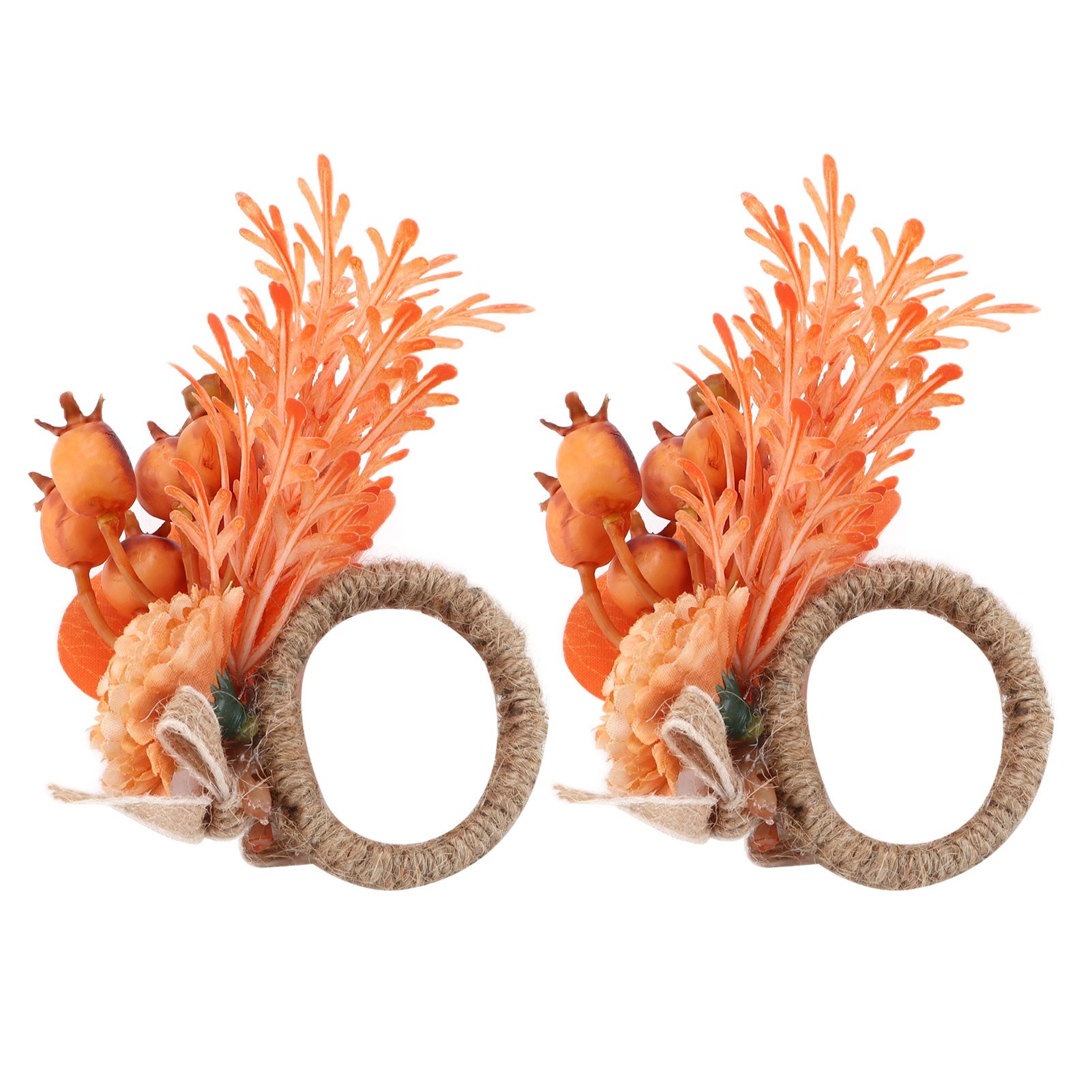 2Pcs Innovative Napkin Ring Decorative Simulation Flower Napkin Holder for Wedding BirthdayLeaves Flowers - Image 6