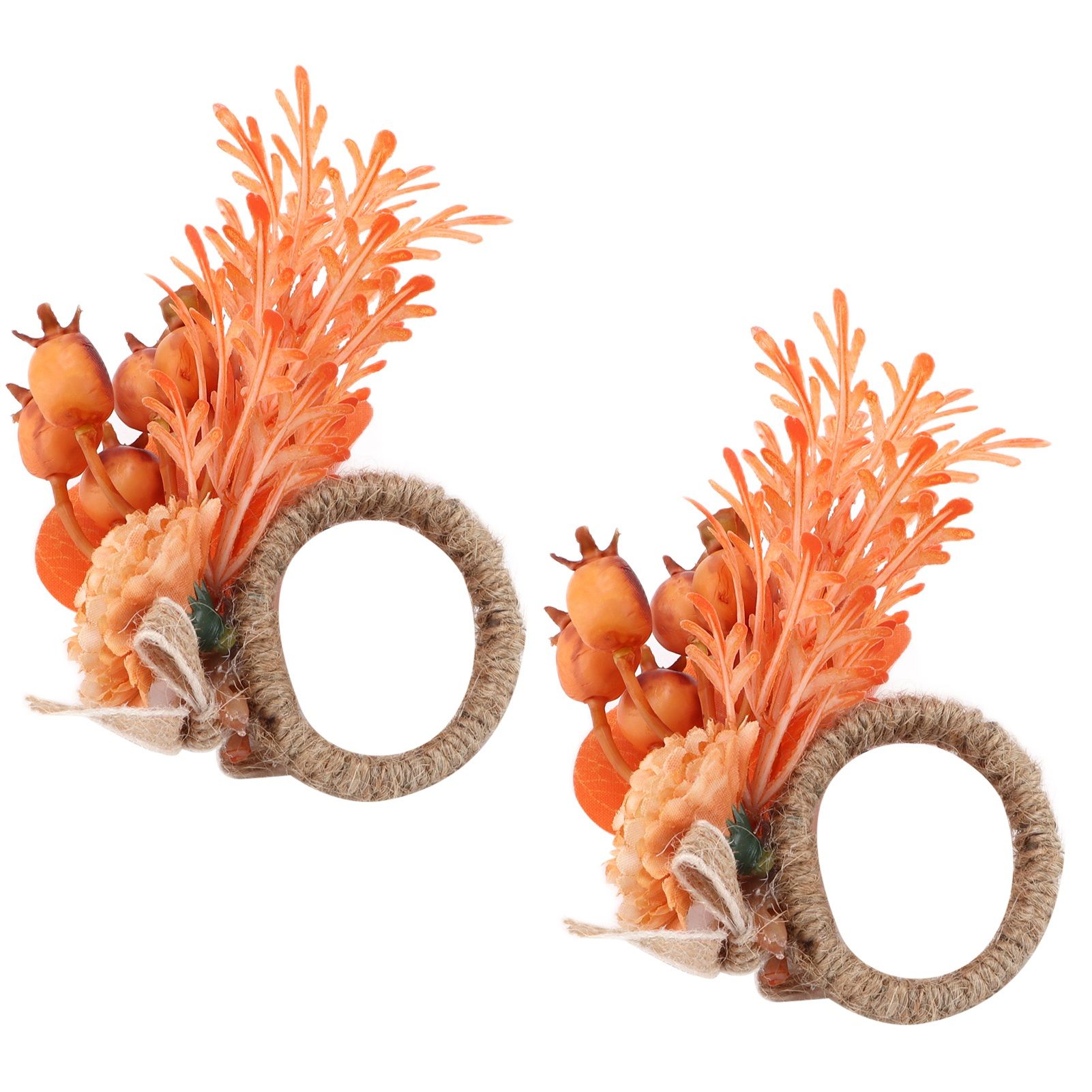 2Pcs Innovative Napkin Ring Decorative Simulation Flower Napkin Holder for Wedding BirthdayLeaves Flowers - Image 7