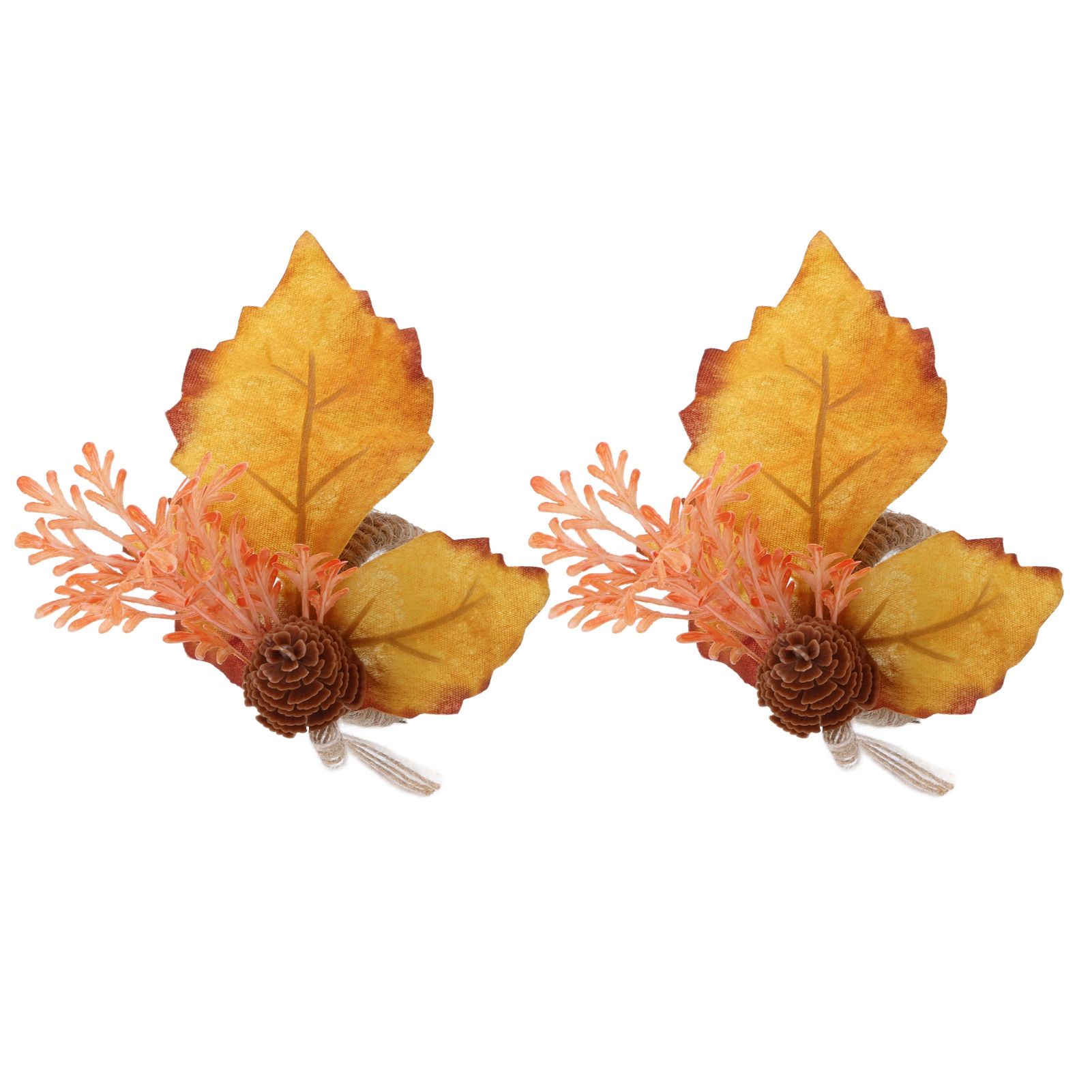 2Pcs Innovative Napkin Ring Decorative Simulation Flower Napkin Holder for Wedding BirthdayMaple Pine Cone - Image 1