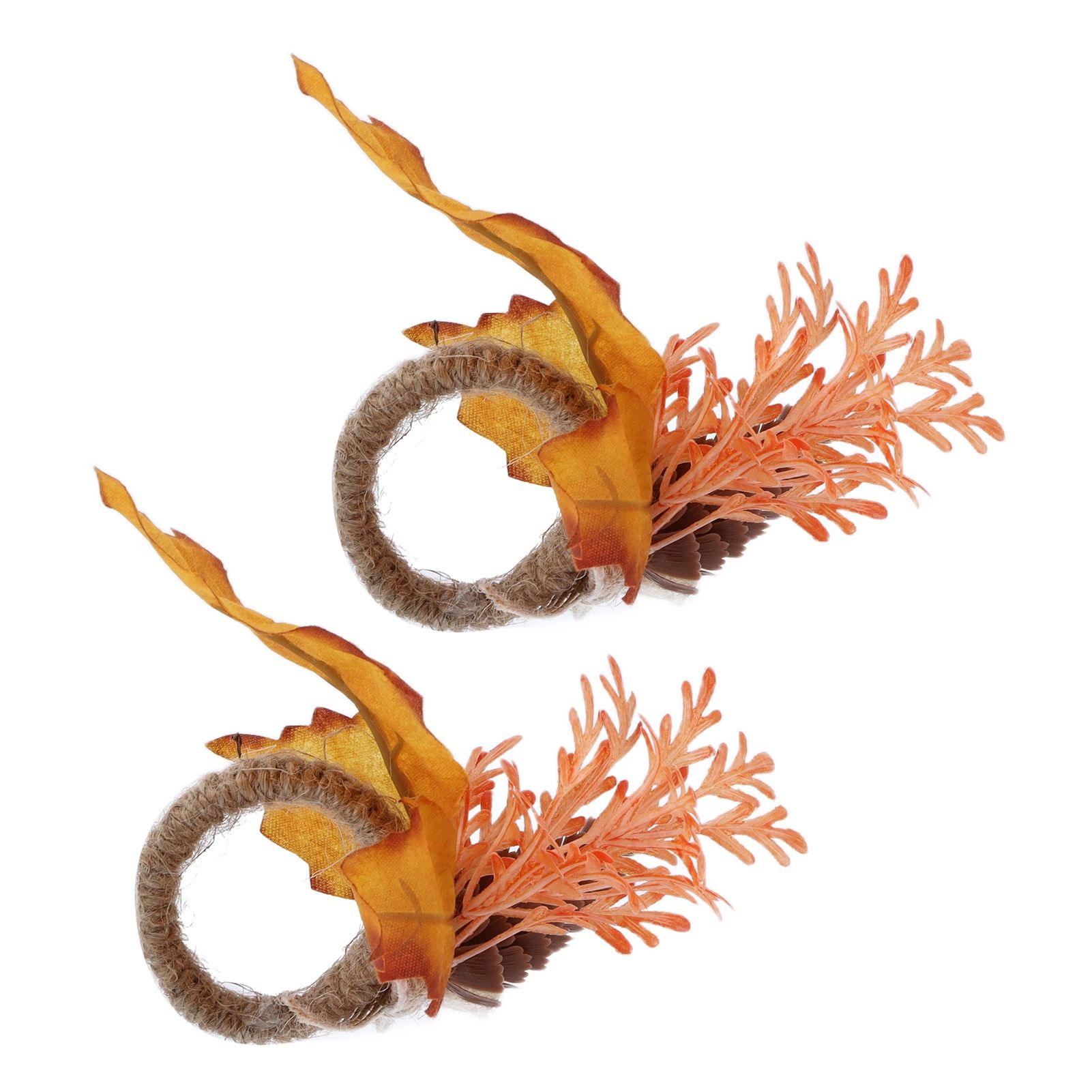 2Pcs Innovative Napkin Ring Decorative Simulation Flower Napkin Holder for Wedding BirthdayMaple Pine Cone - Image 4