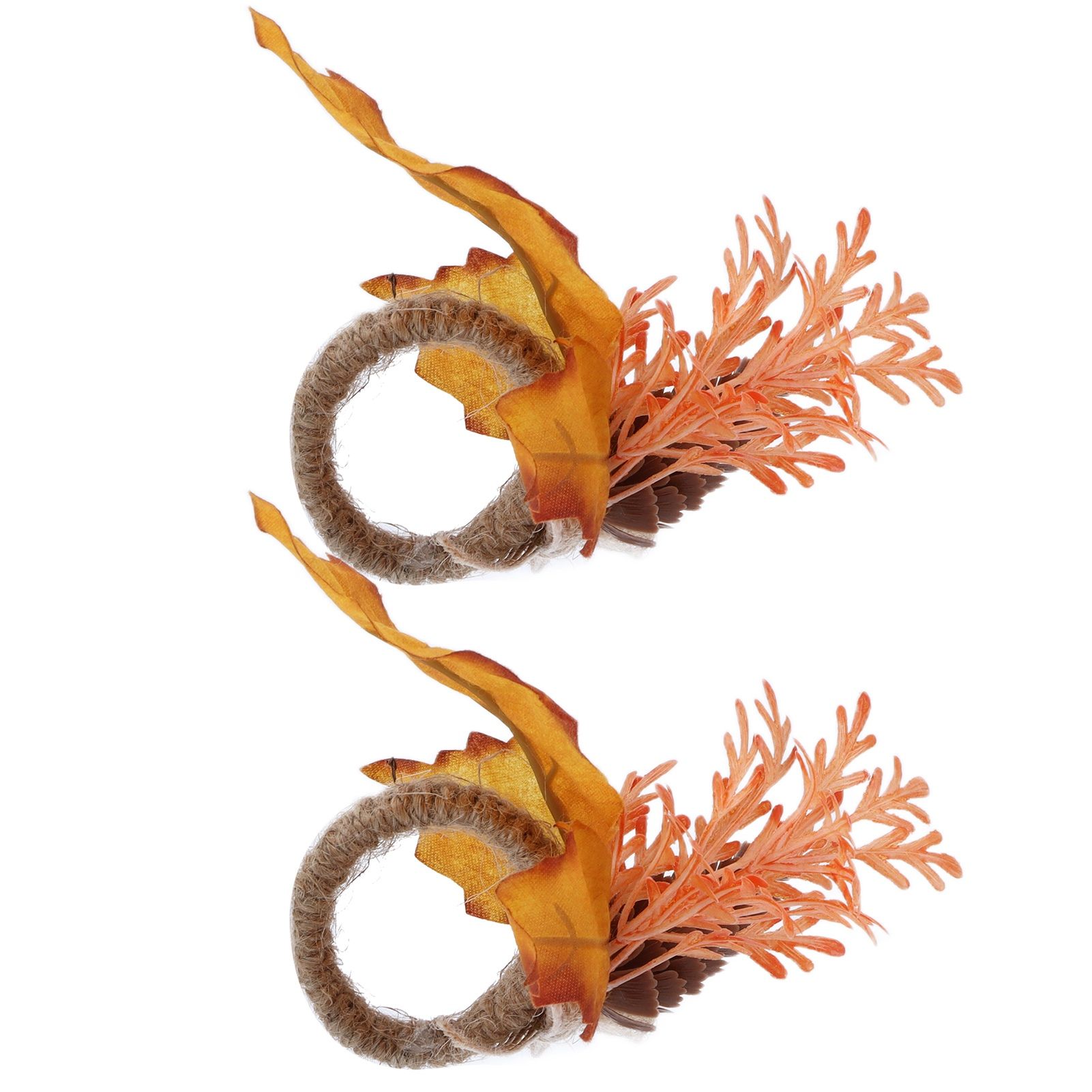 2Pcs Innovative Napkin Ring Decorative Simulation Flower Napkin Holder for Wedding BirthdayMaple Pine Cone - Image 5