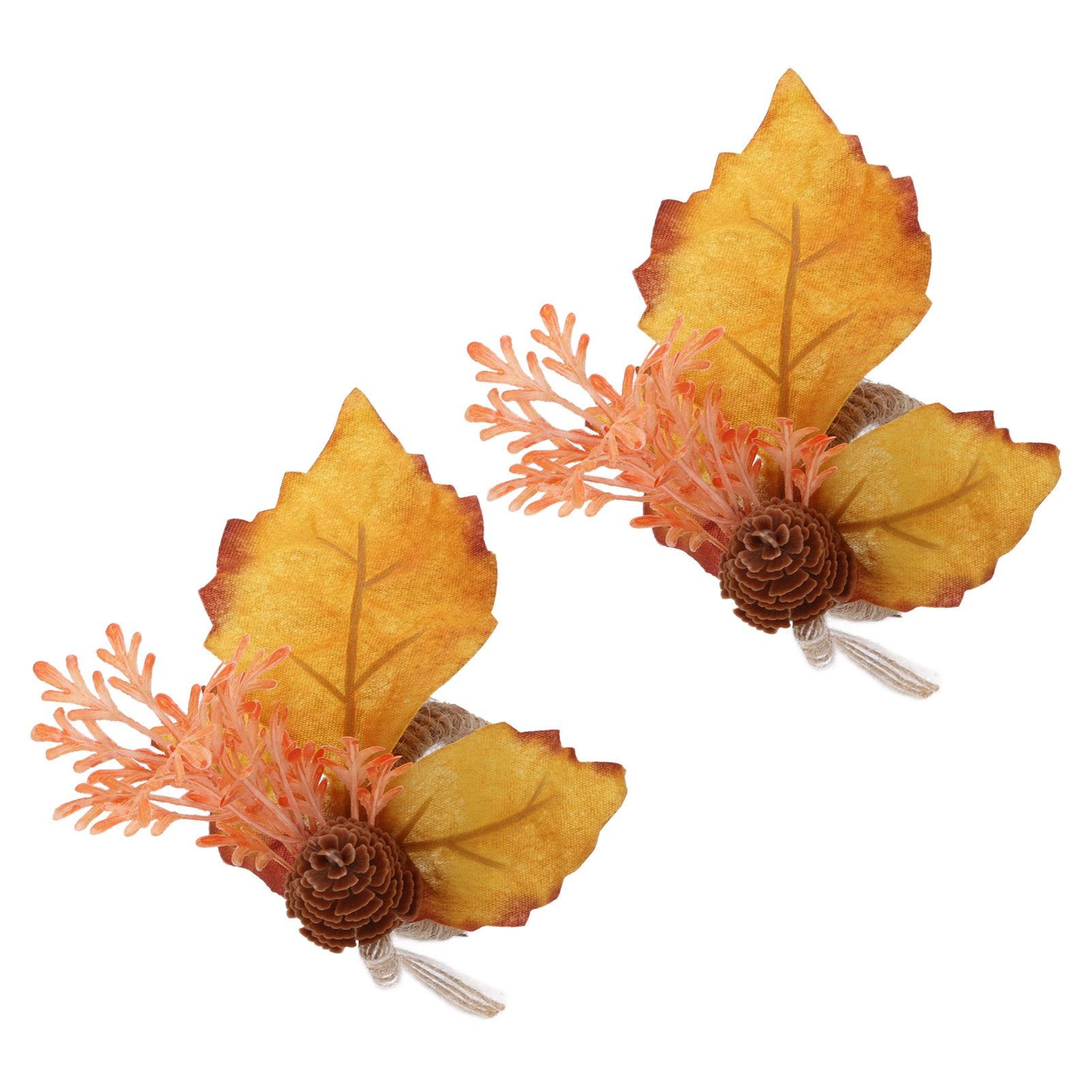 2Pcs Innovative Napkin Ring Decorative Simulation Flower Napkin Holder for Wedding BirthdayMaple Pine Cone - Image 6