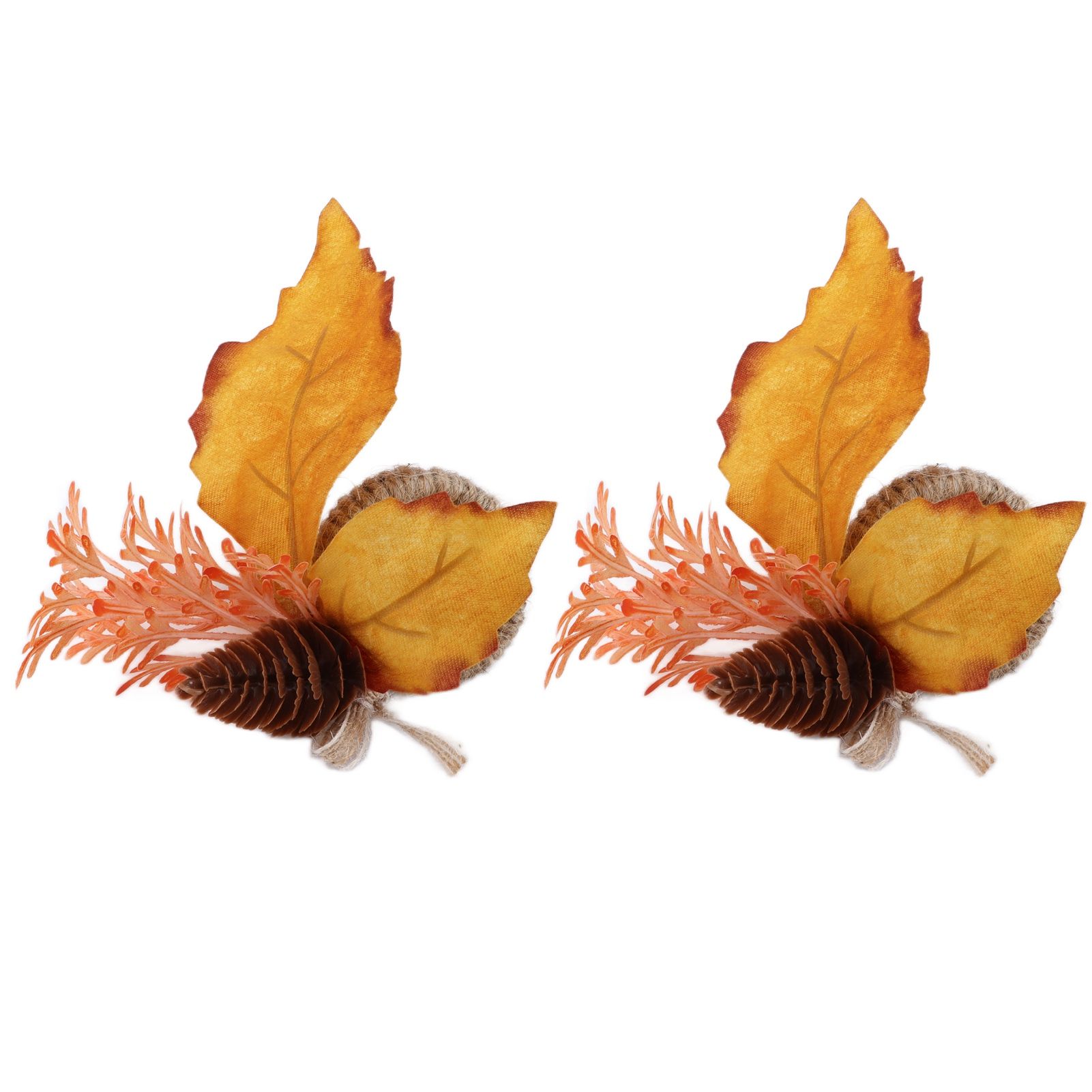 2Pcs Innovative Napkin Ring Decorative Simulation Flower Napkin Holder for Wedding BirthdayMaple Pine Cone - Image 7